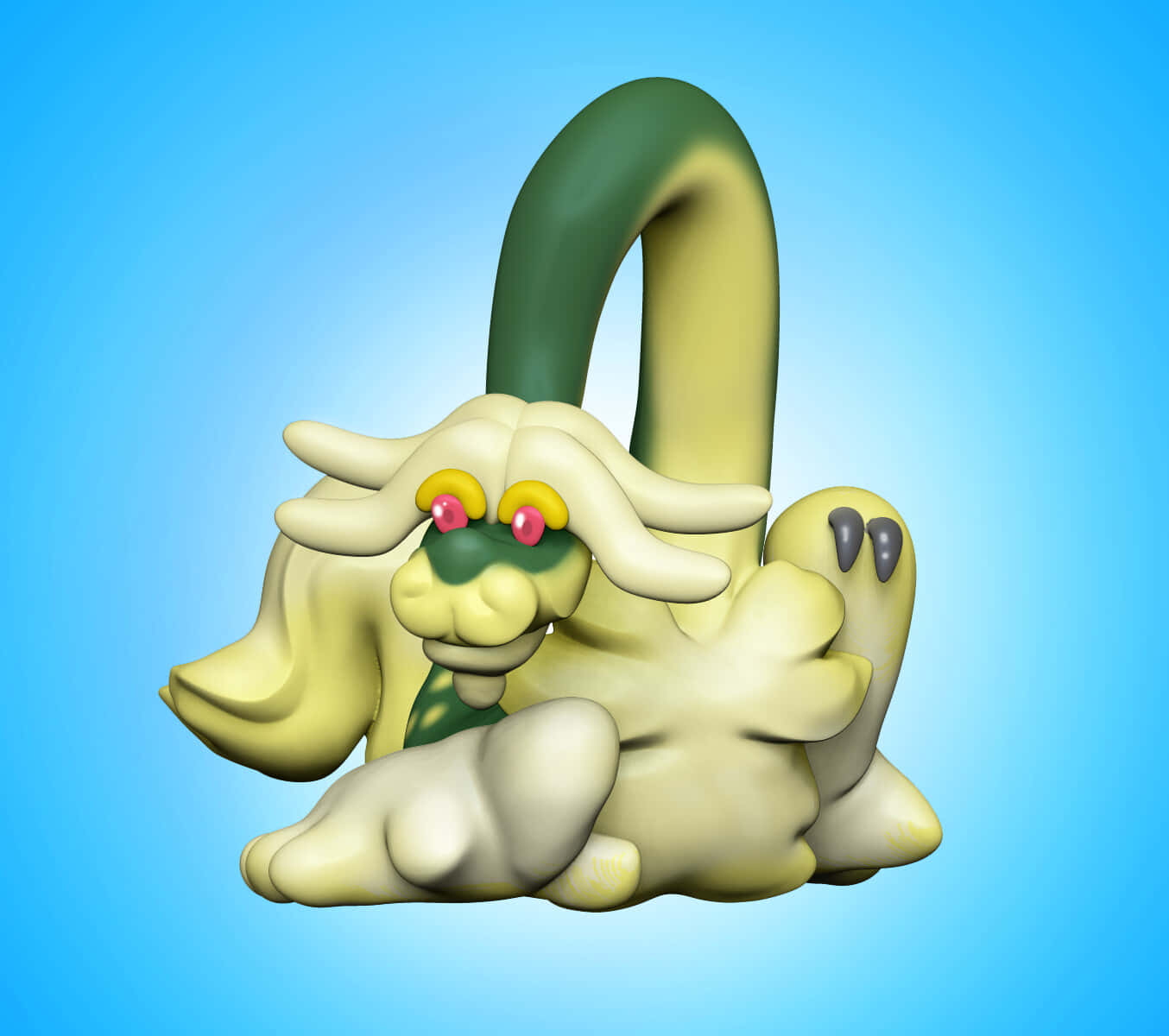 Drampa, yellow creature, green tail, HD Desktop Wallpaper