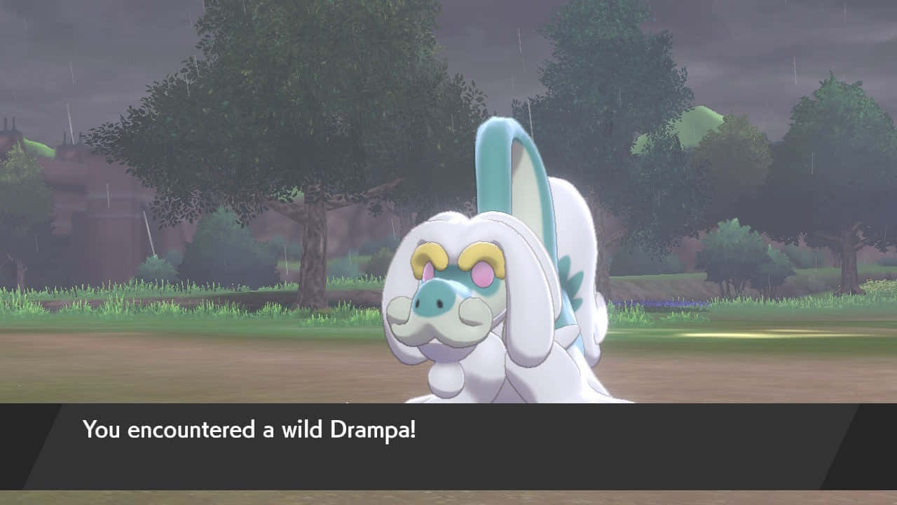 Drampa, white and teal, rainy forest clearing, HD Desktop Wallpaper