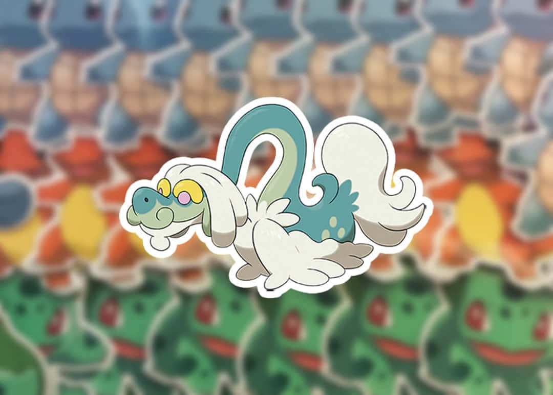 Drampa, abstract Pokémon background, blue and white fur, SD Desktop Wallpaper