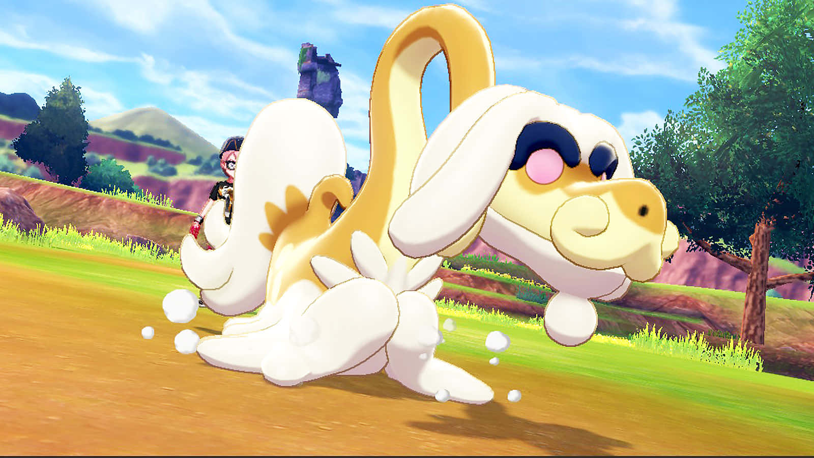 Shiny Drampa, anime-style, dog-like creature, HD Desktop Wallpaper