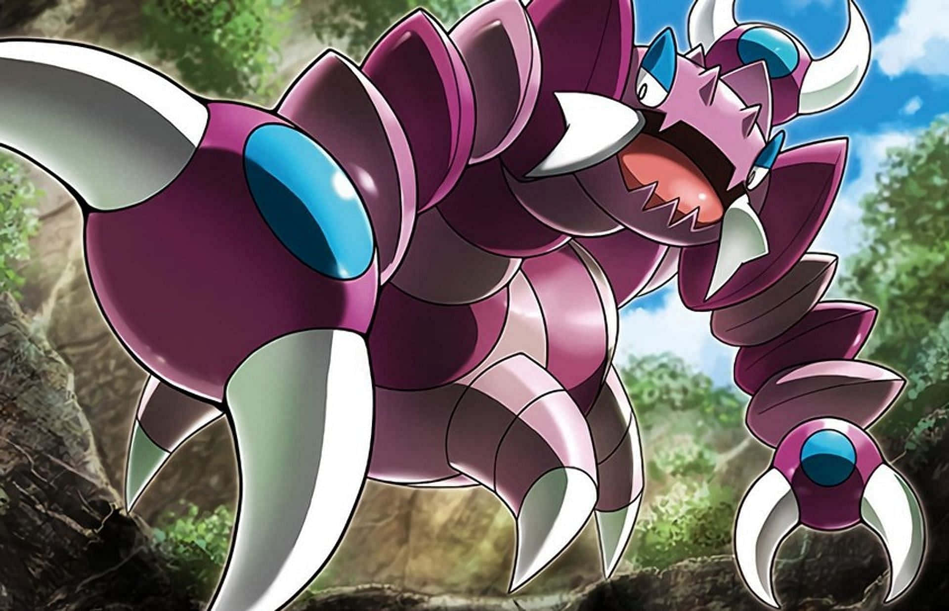 Drapion, purple and silver, glowing blue eyes, Full HD Desktop Wallpaper