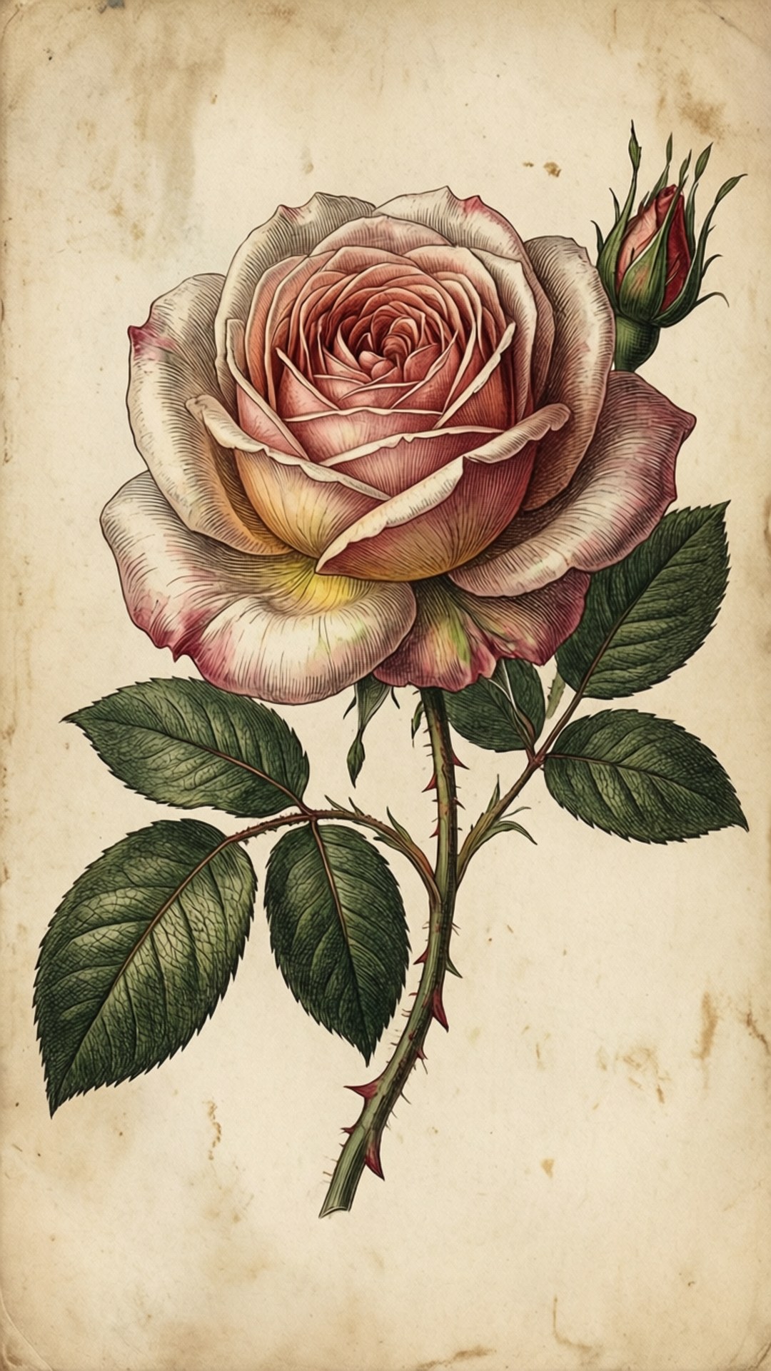 vintage rose sketch, vintage botanical illustration, rose, Full HD Phone Wallpaper