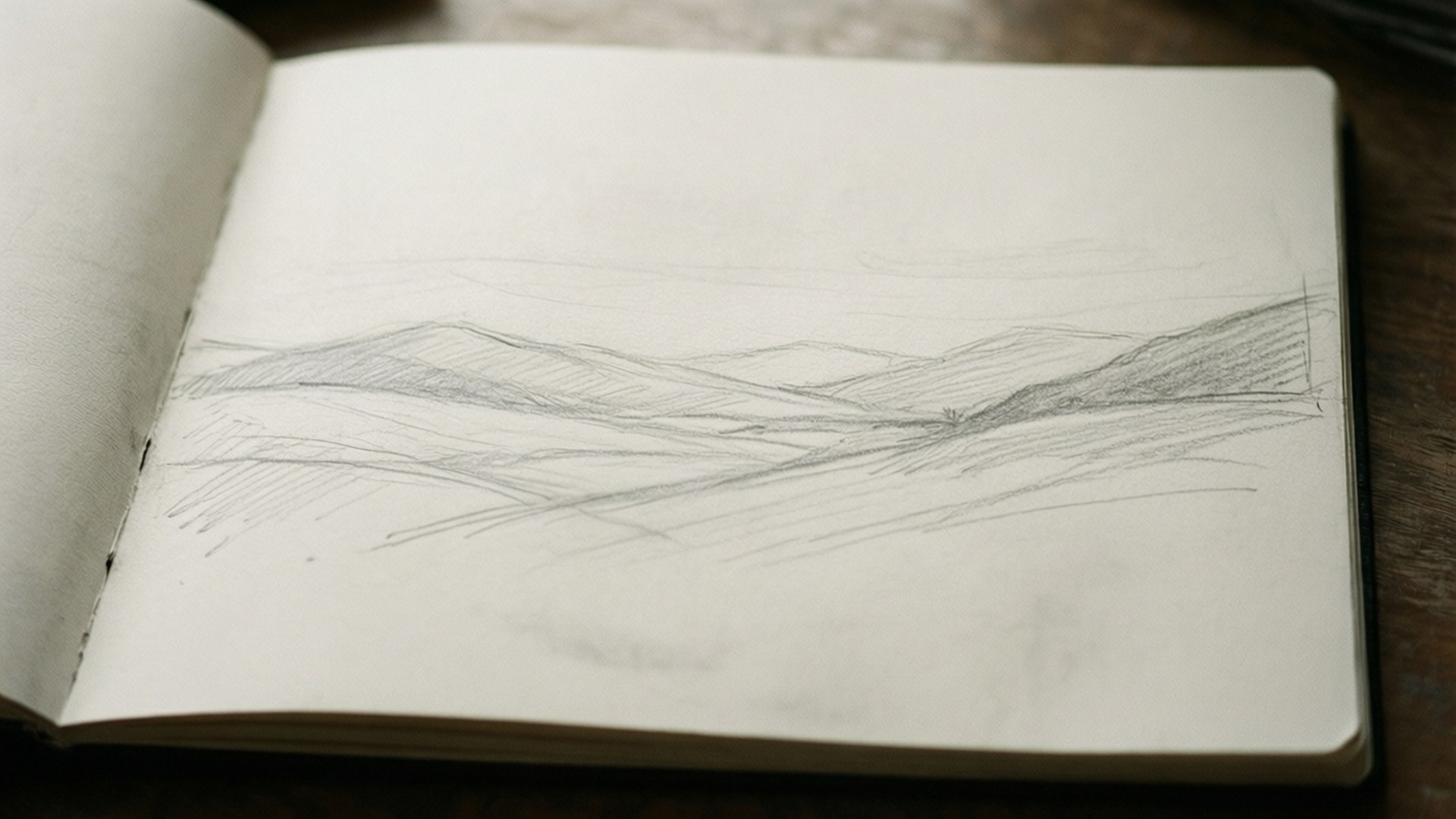 sketchbook page, pencil landscape lines, minimalist, Full HD Desktop Wallpaper