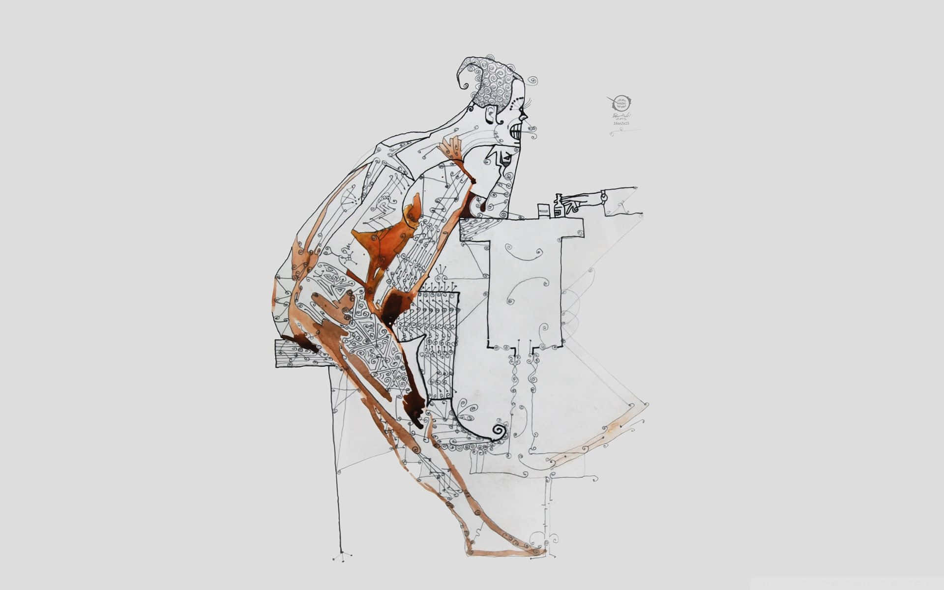 drawing desktop, desk, orange accents, Full HD Desktop Wallpaper