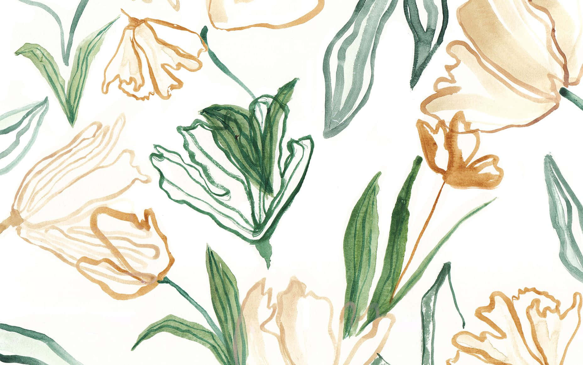 Drawing Desktop, pink flowers, watercolor tulips, HD Desktop Wallpaper