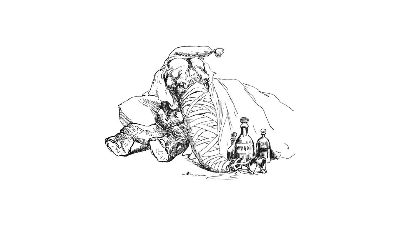 drawing desktop, lonely injured elephant, line-art sketch, HD Desktop Wallpaper