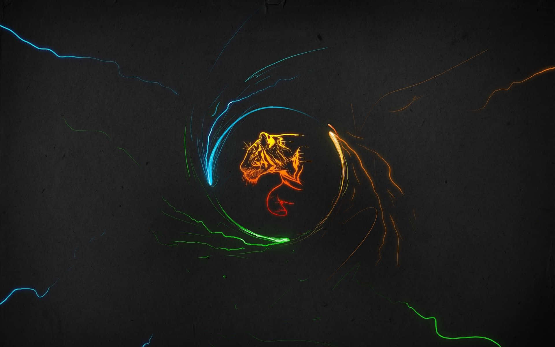 Design Desktop, glowing tiger silhouette, neon vortex, Full HD Desktop Wallpaper
