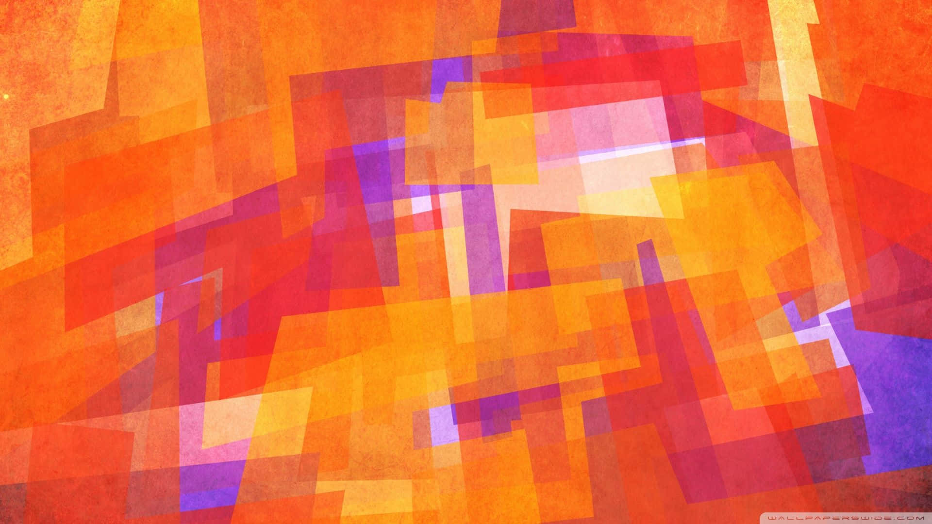 geometric blocks, fiery orange red, deep purple, Full HD Desktop Wallpaper