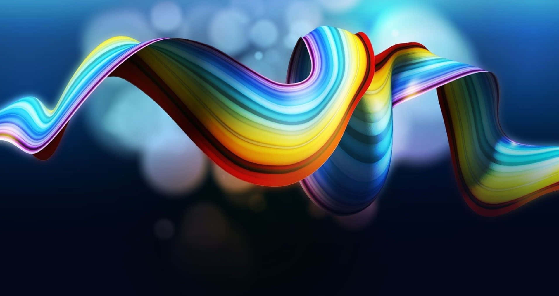rainbow-colored ribbon, dark blue bokeh background, Design Desktop, HD Desktop Wallpaper