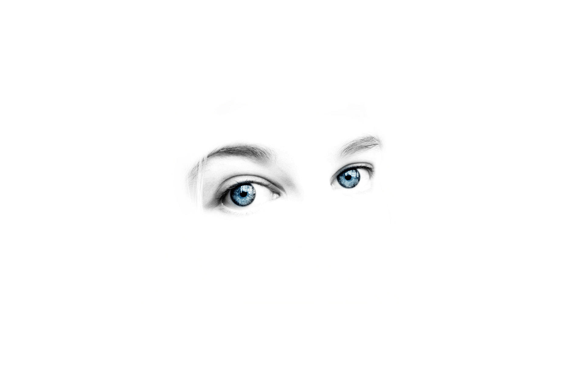 blank white blue eyes, pencil drawing, stark white void, Full HD Desktop Wallpaper