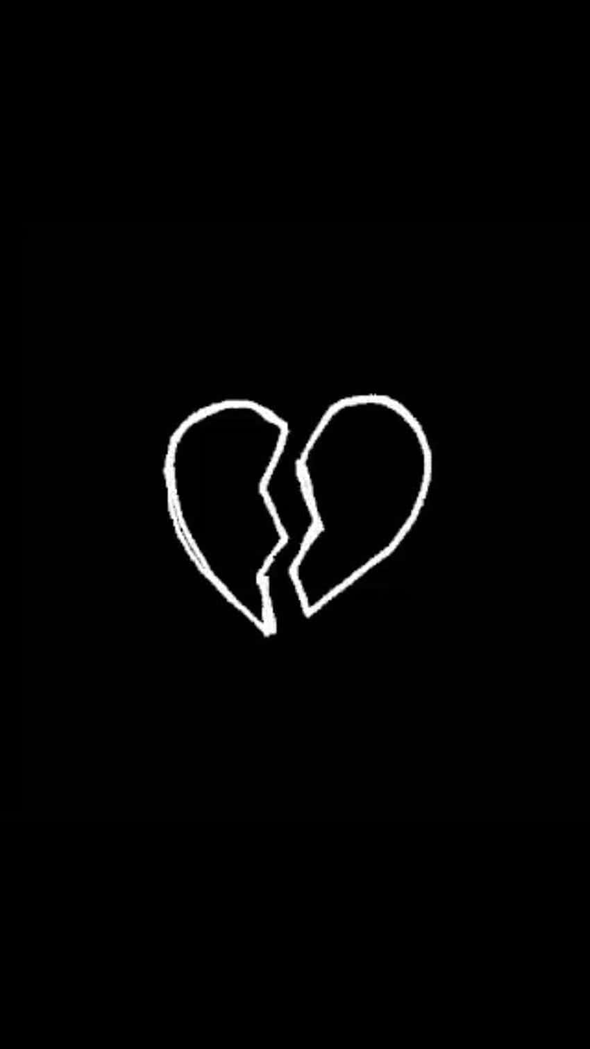 black, broken heart, white, HD Phone Wallpaper
