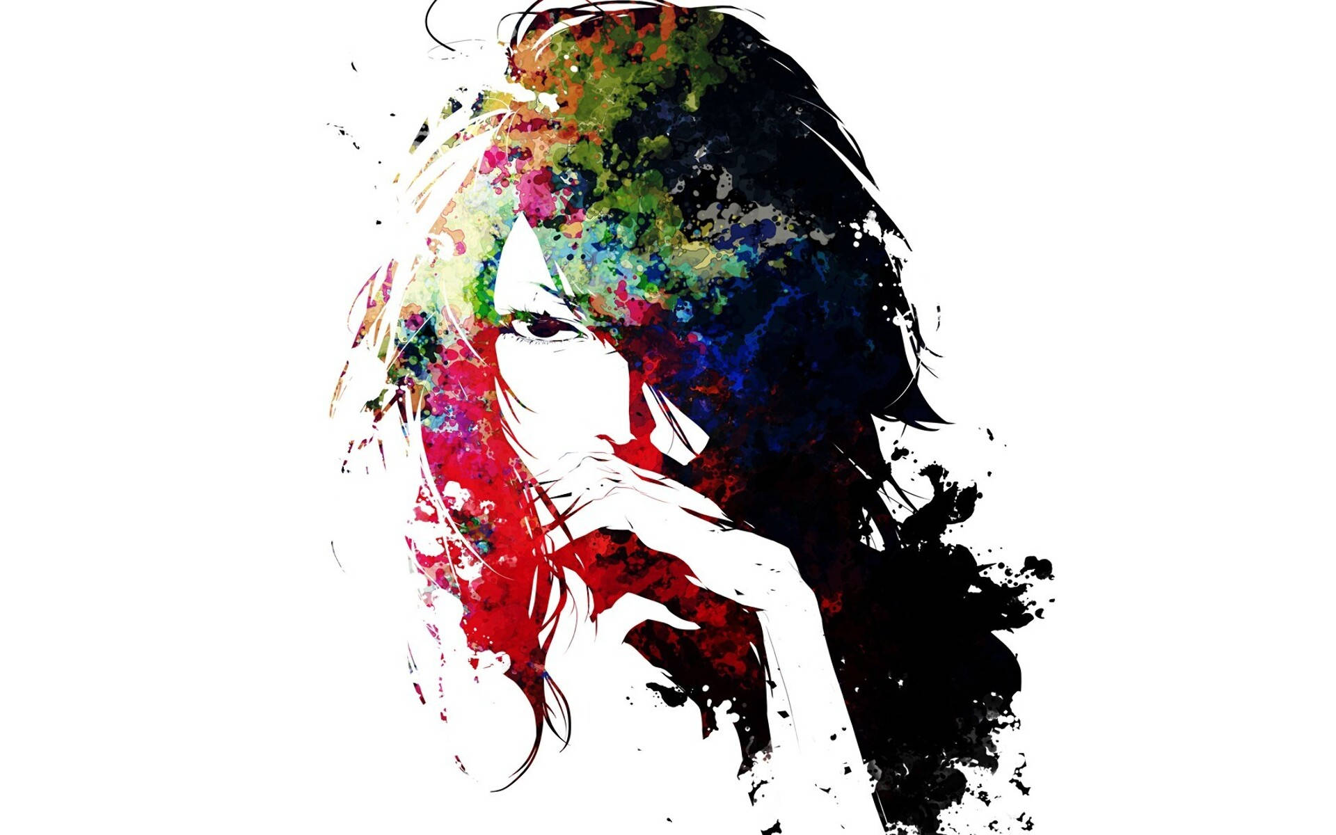 Fashion Woman, digital grunge drawing, vibrant paint splatters, Full HD Desktop Wallpaper