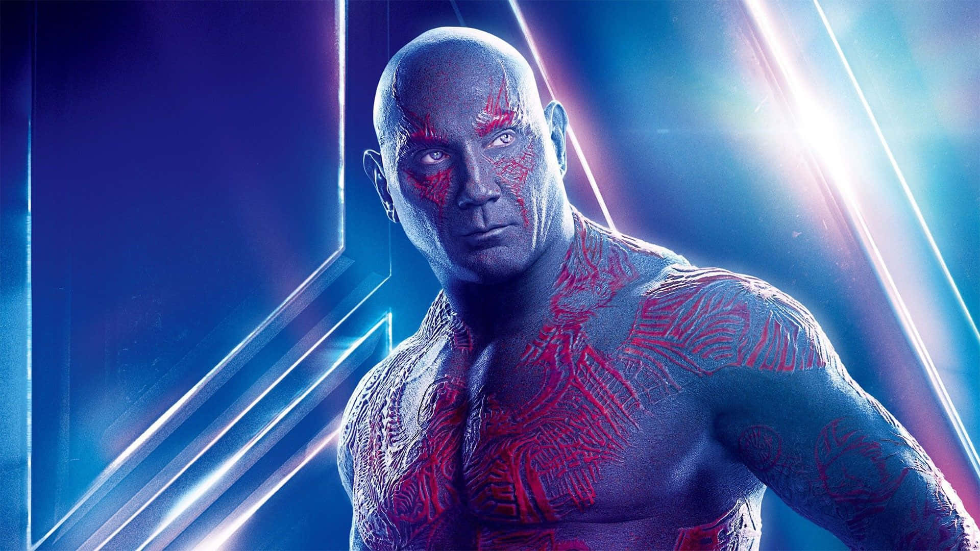Drax, the Last Guardian, red tribal tattoos, Full HD Desktop Wallpaper