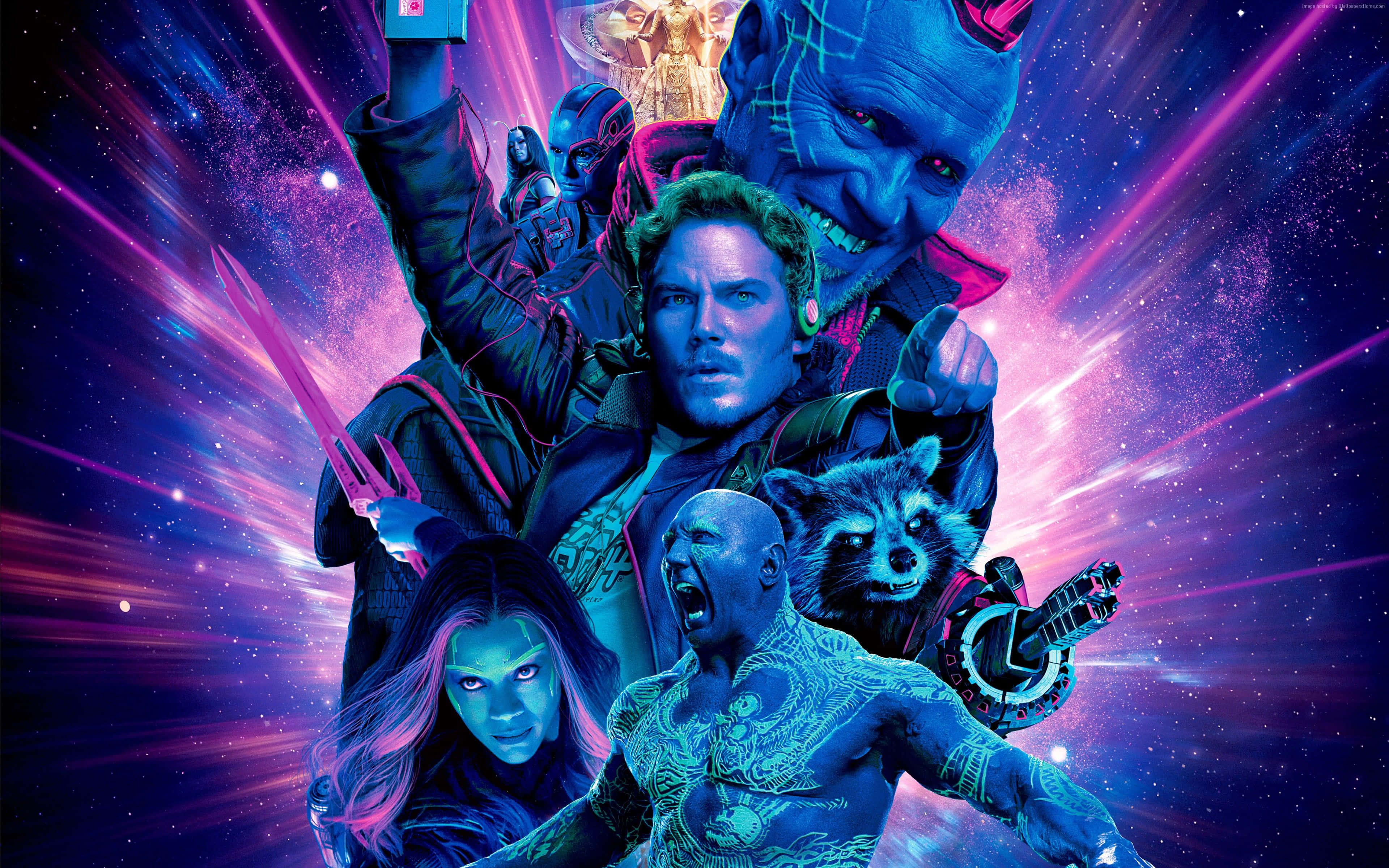 Drax, cosmic superhero team, starburst galaxy, 4K Desktop Wallpaper