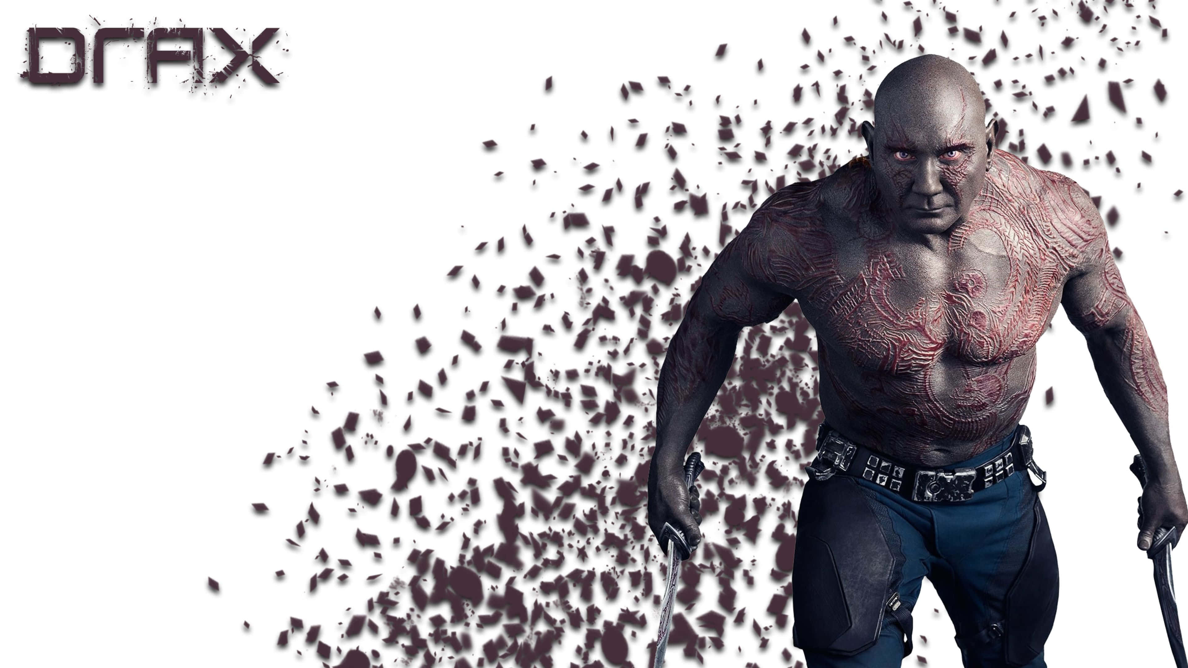 Drax, red tattoos, glowing eyes, 4K Desktop Wallpaper