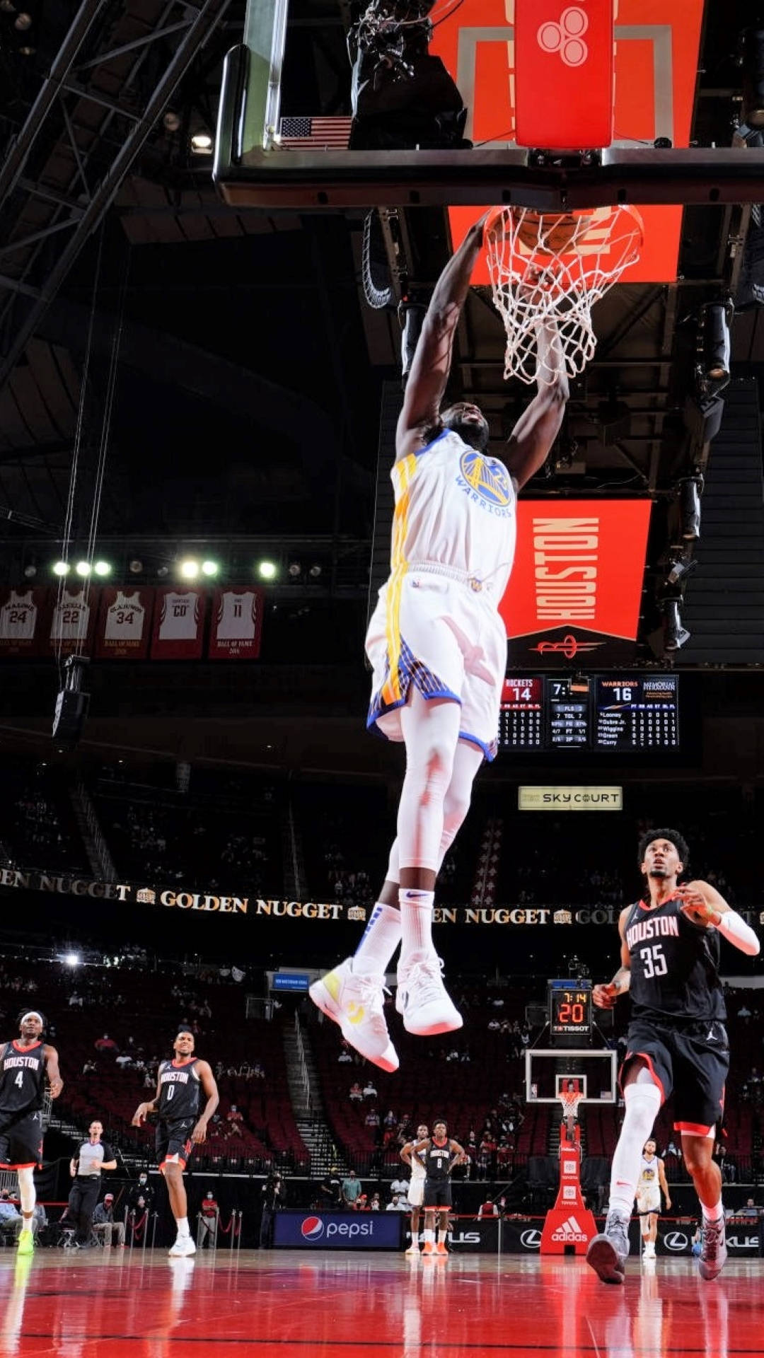 Draymond Green, slam dunk, white uniform, Full HD Phone Wallpaper