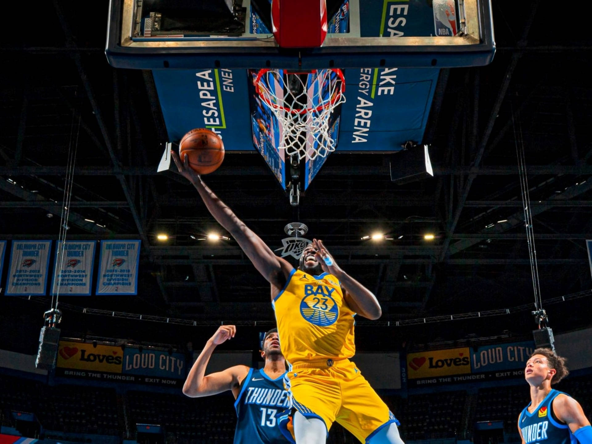 Draymond Green, yellow, blue, Full HD Desktop Wallpaper