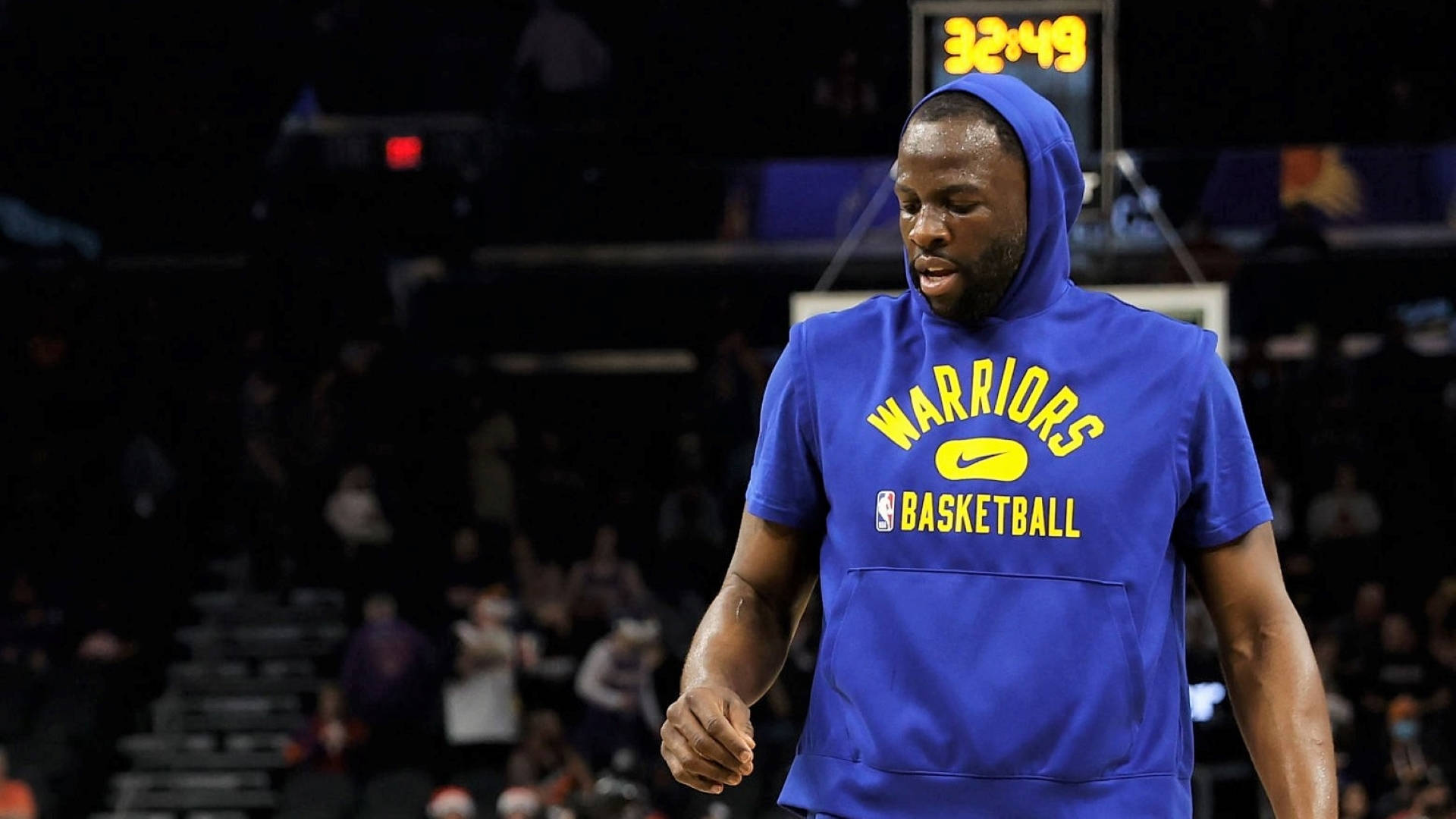 Draymond Green, blue Warriors hoodie, court, Full HD Desktop Wallpaper