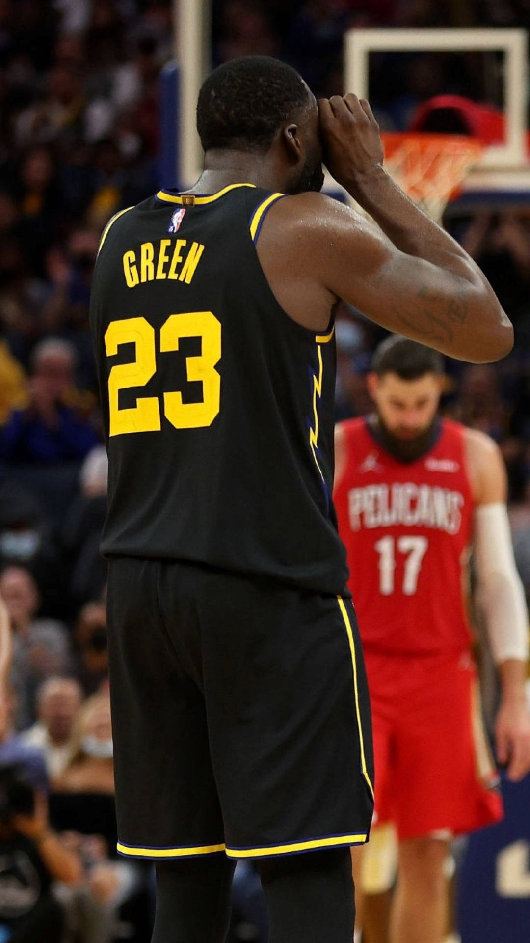 Draymond Green, black jersey, yellow jersey, Full HD Phone Wallpaper