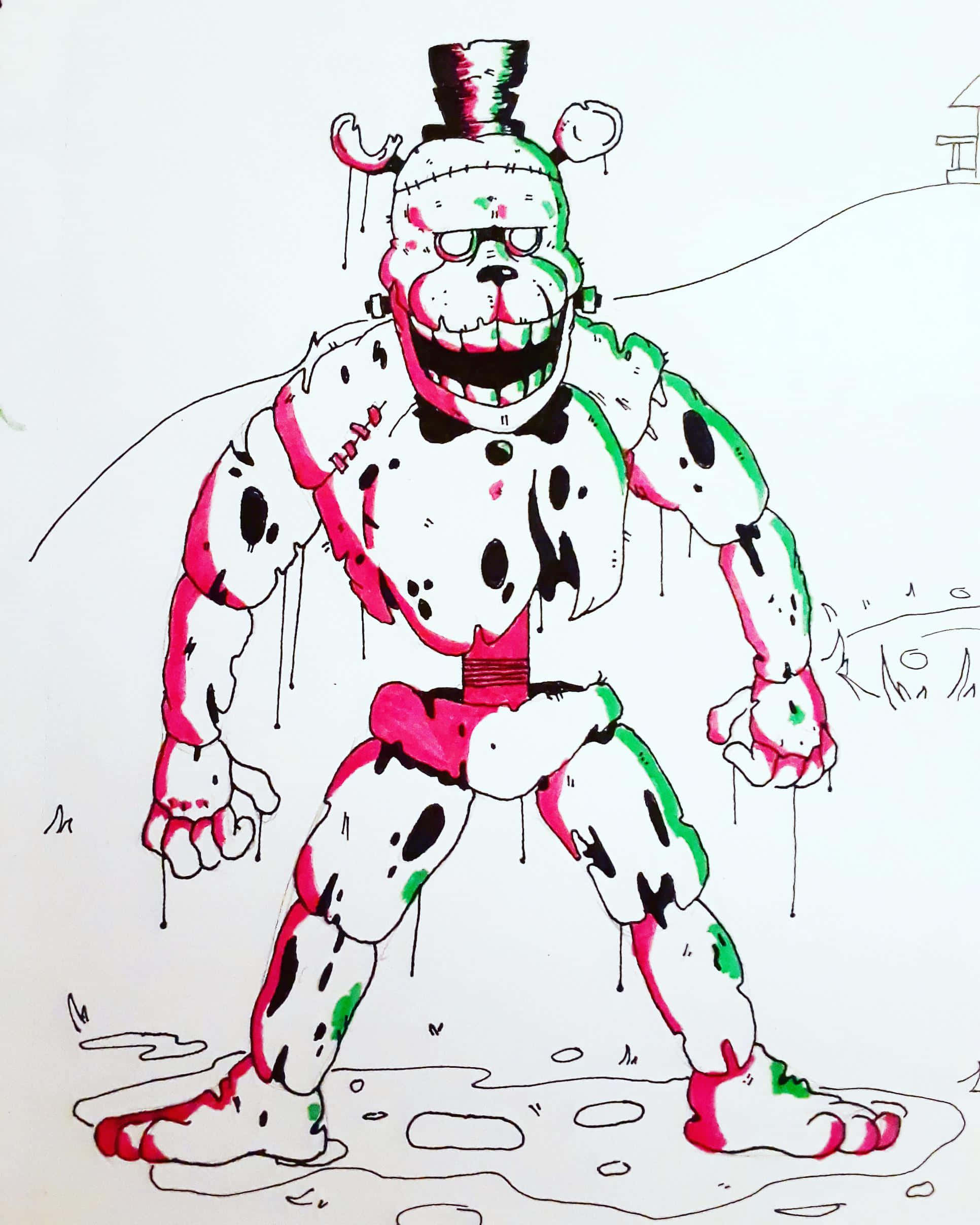 Dreadbear, 1932 x 2415, pink and green paint drips, Full HD Phone Wallpaper