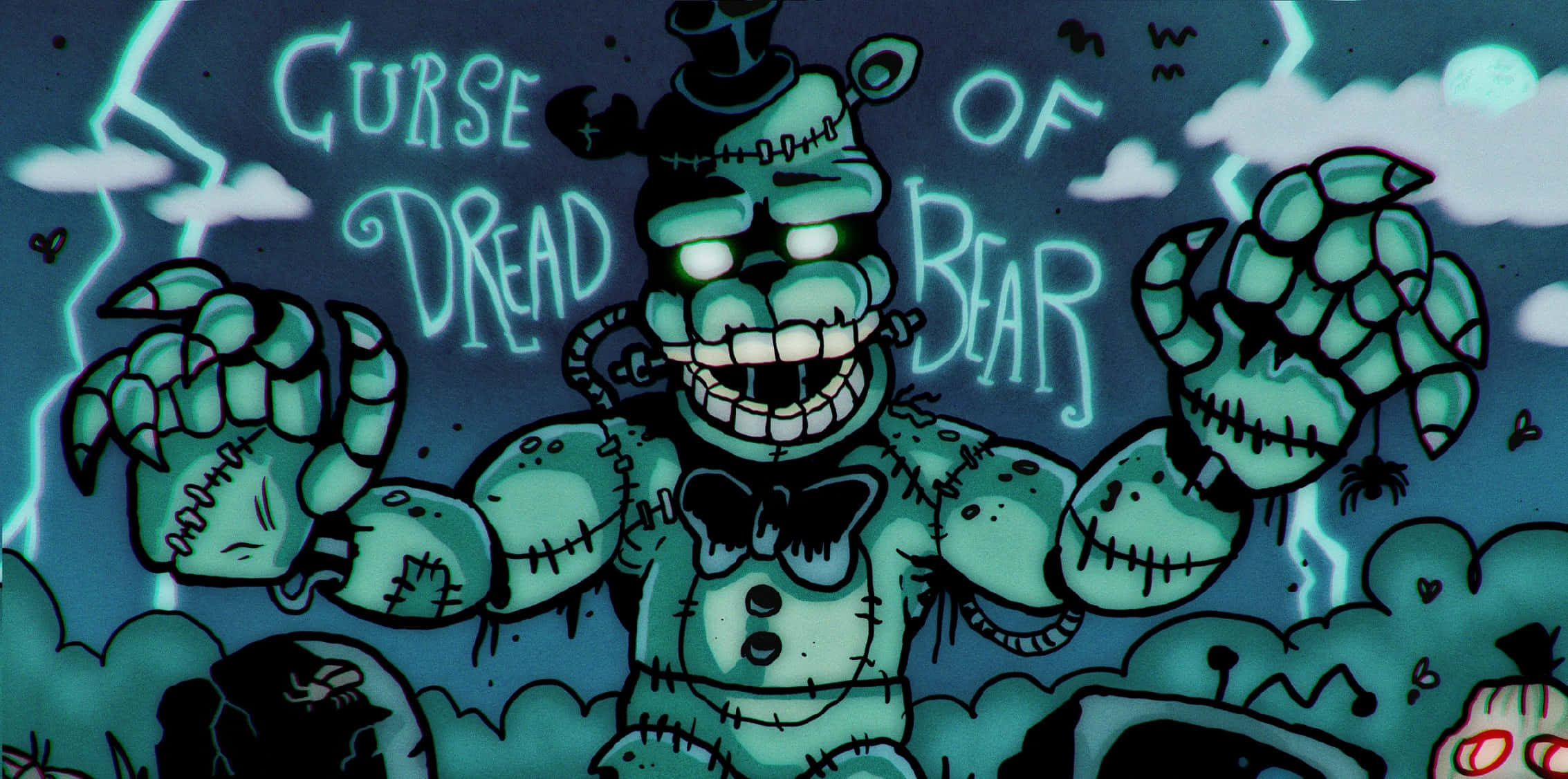 Dreadbear, glowing eyes, clawed hands, Full HD Desktop Wallpaper