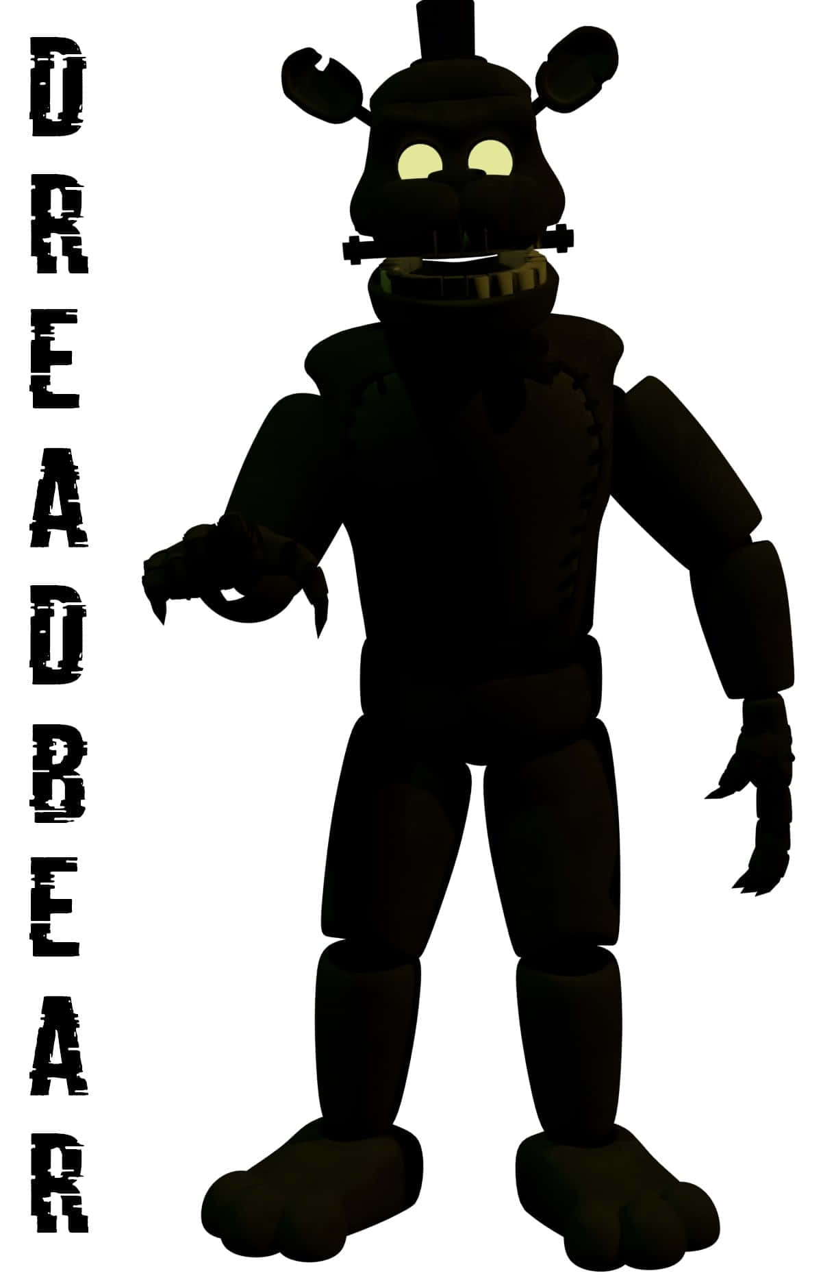 Dreadbear, black animatronic bear, glowing yellow eyes, HD Phone Wallpaper