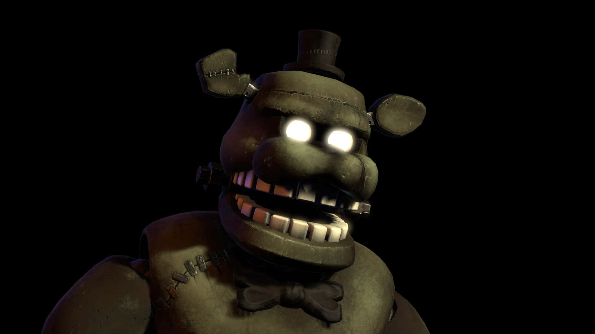 Dreadbear, glowing white eyes, toothy grin, Full HD Desktop Wallpaper