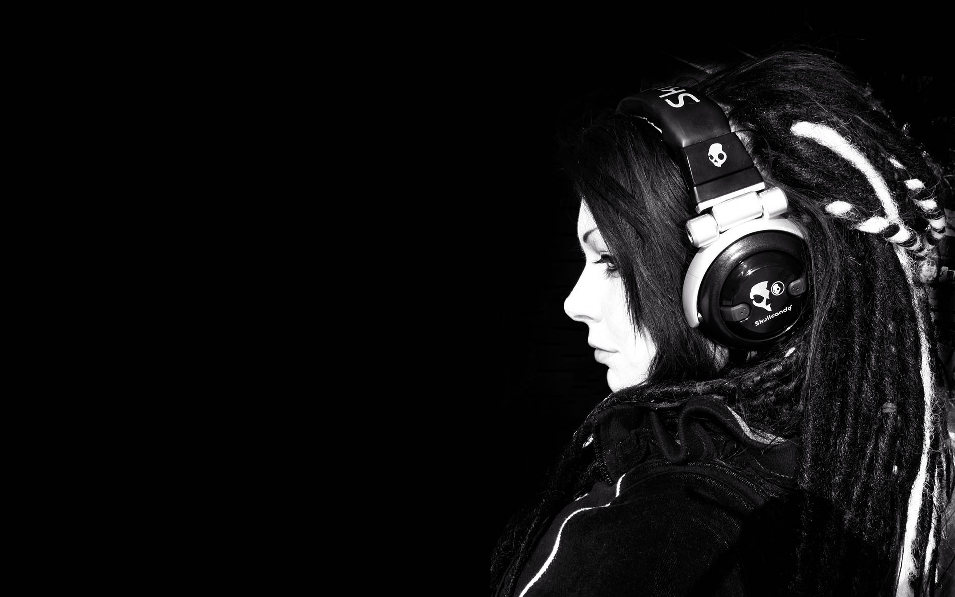 Dreadlocks, emo girl, headphones, Full HD Desktop Wallpaper