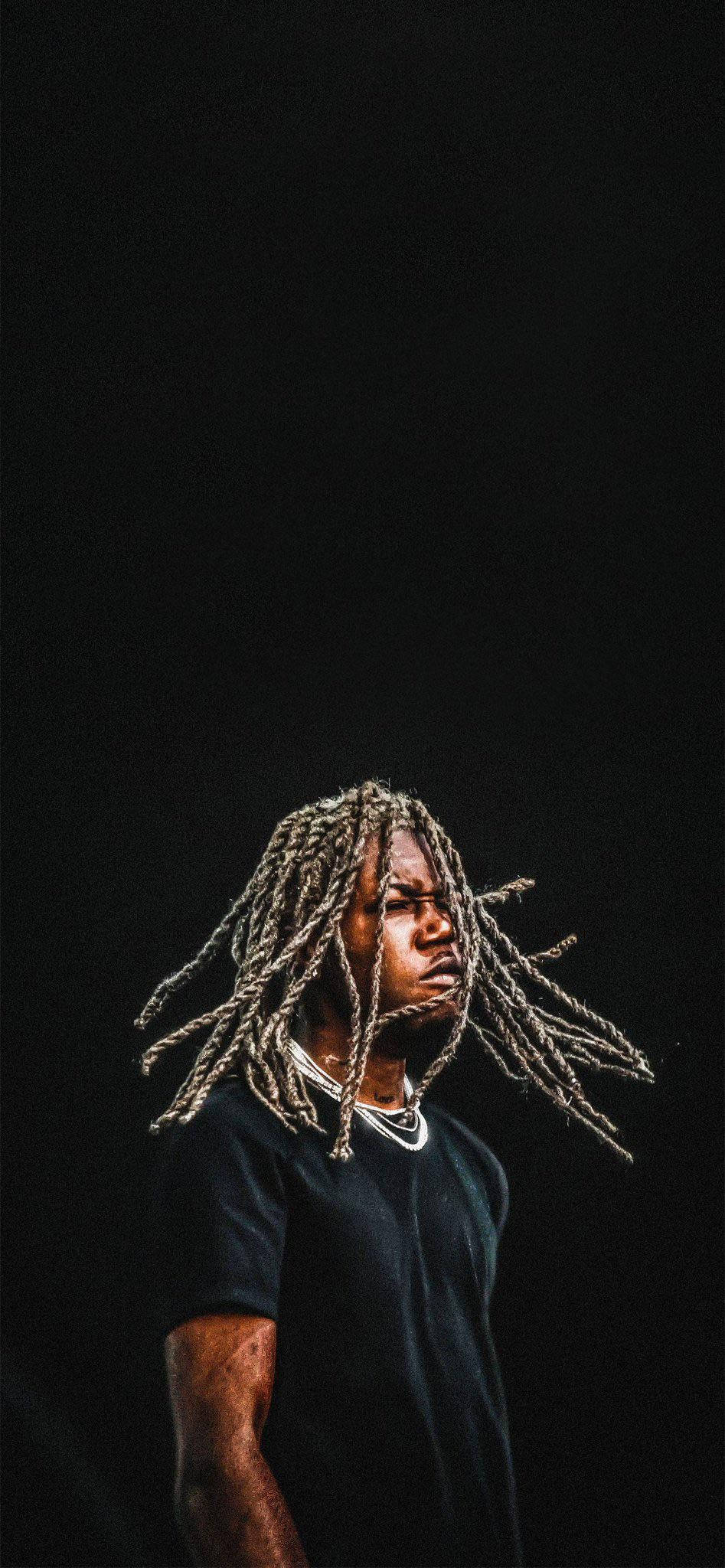 dreadlocks, man with dreadlocks, stark black background, Full HD Phone Wallpaper
