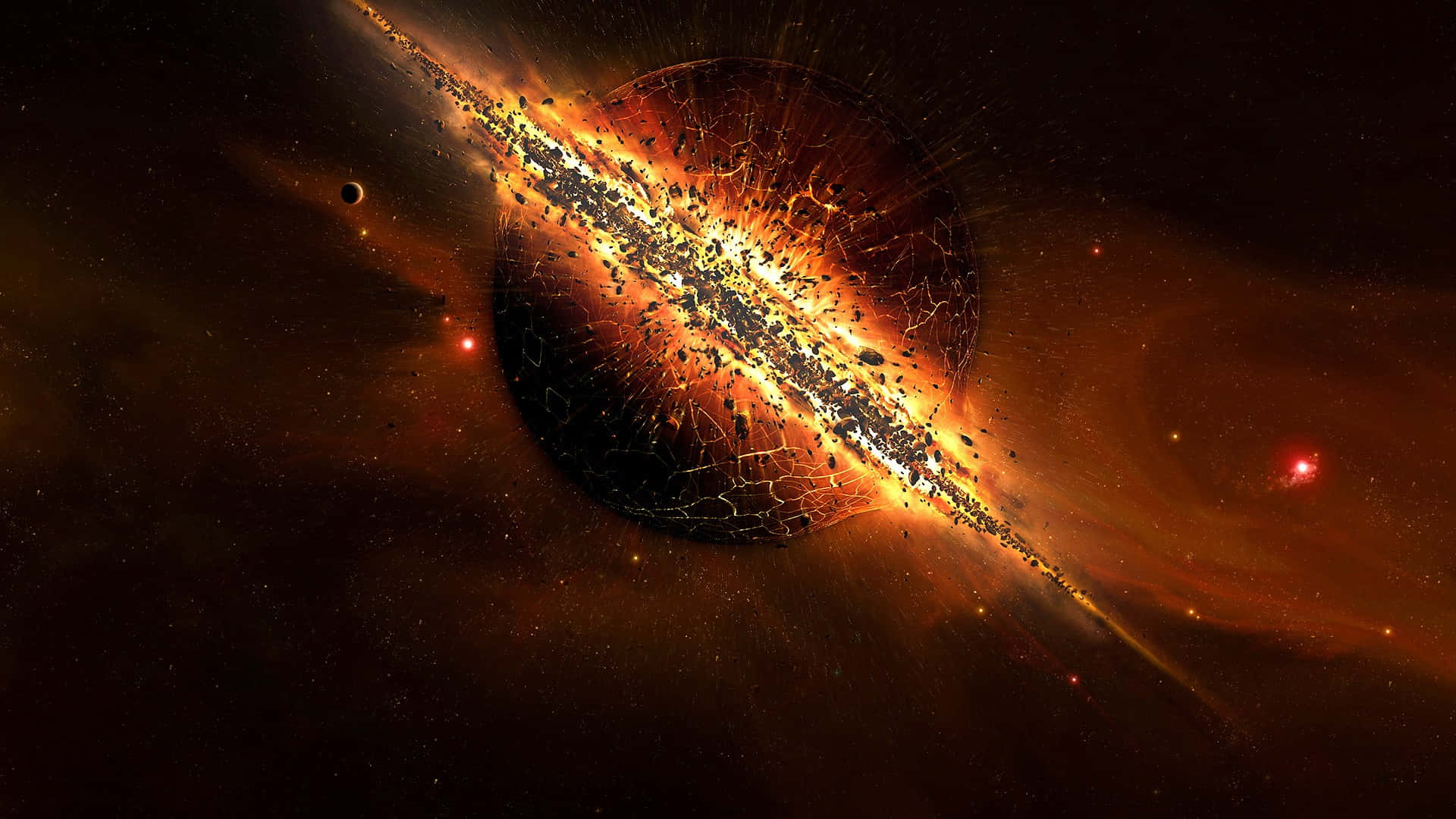 Dream Aesthetic, cosmic planet, fiery fragments, Full HD Desktop Wallpaper