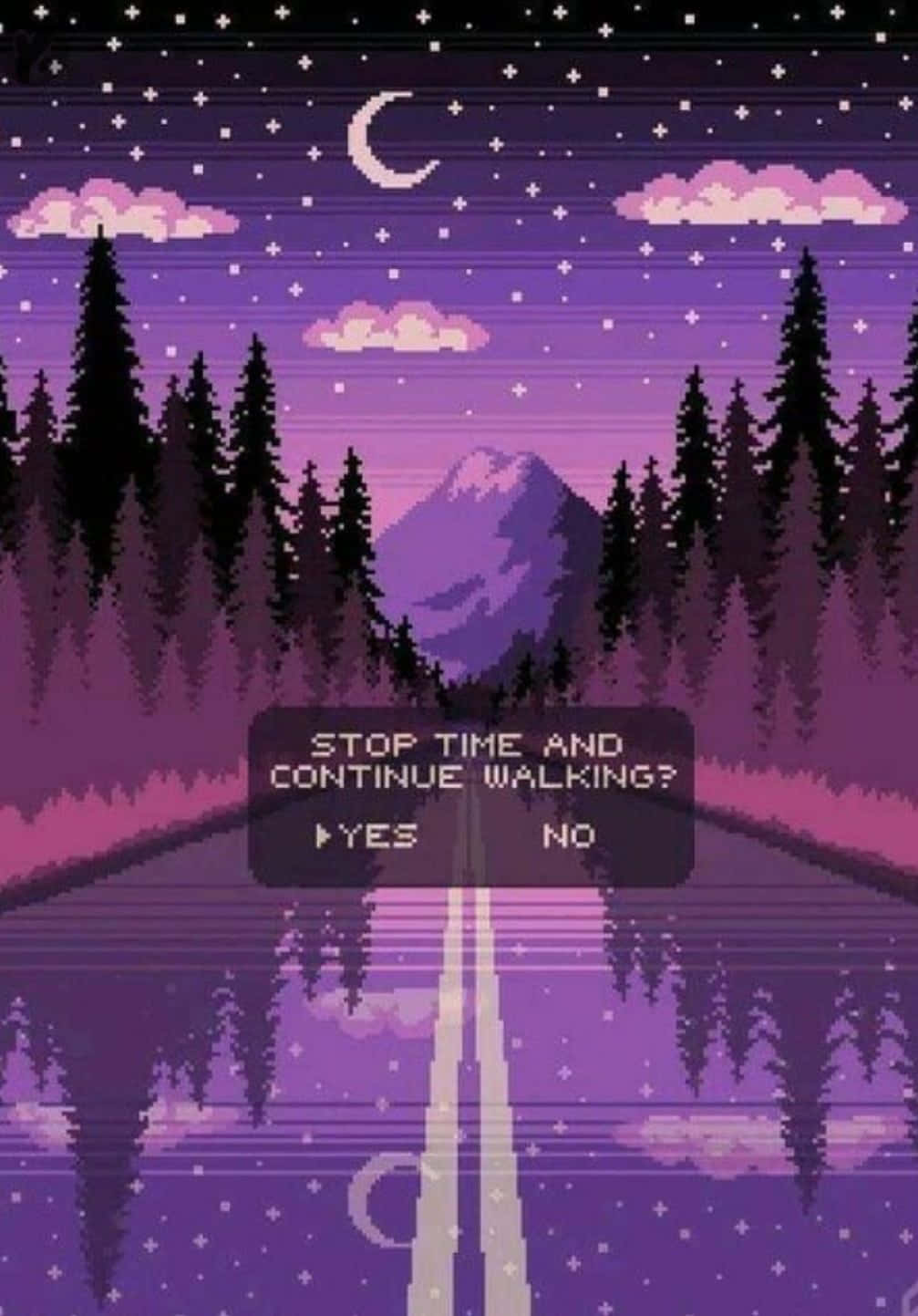 pixel art, night scene, purple sky, HD Phone Wallpaper
