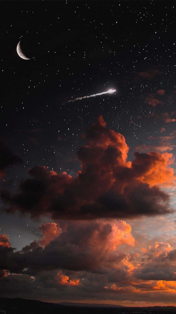 Dream Aesthetic, crescent moon, shooting star, HD Phone Wallpaper