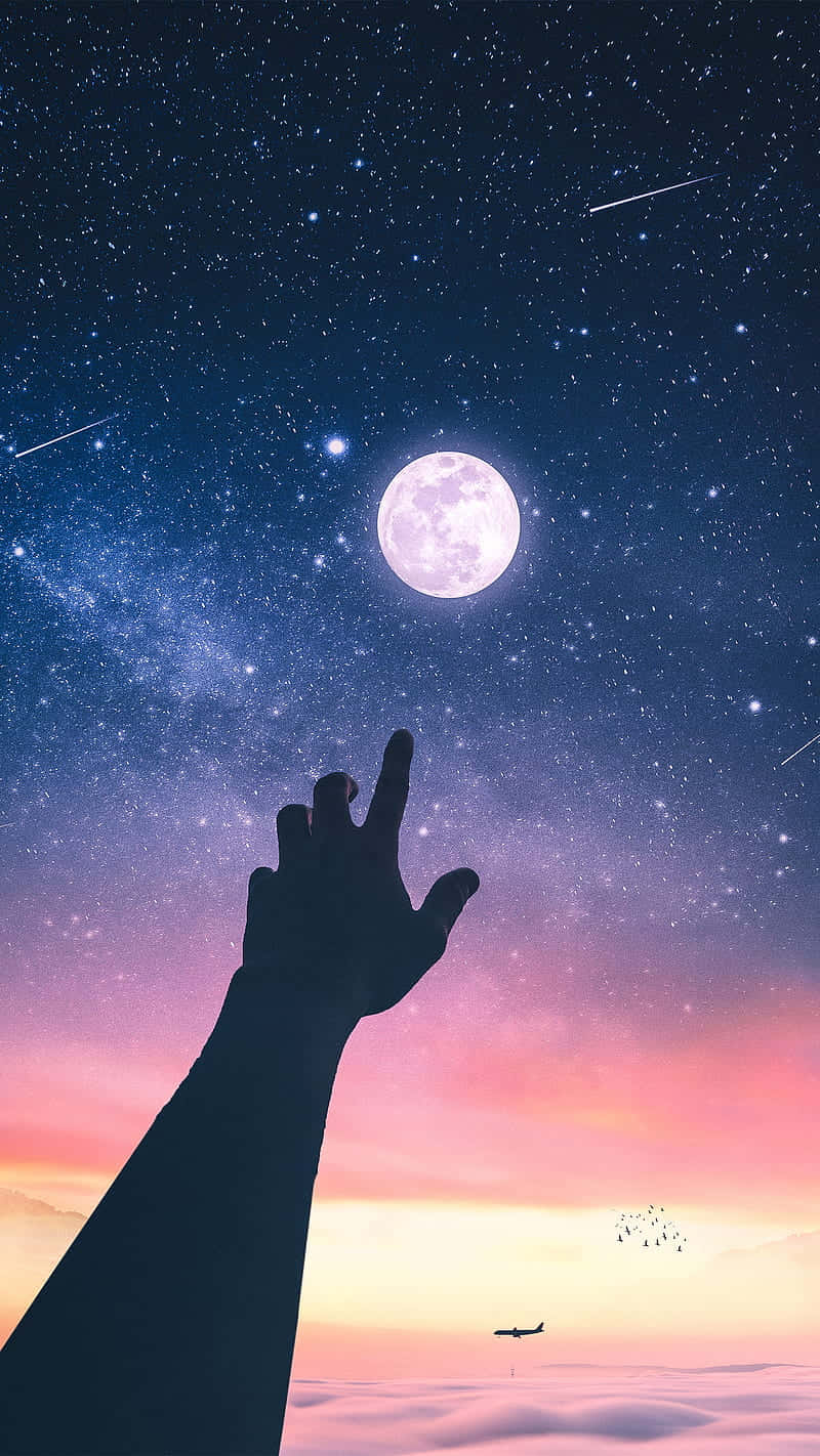Dream Aesthetic, glowing moon, stars, HD Phone Wallpaper