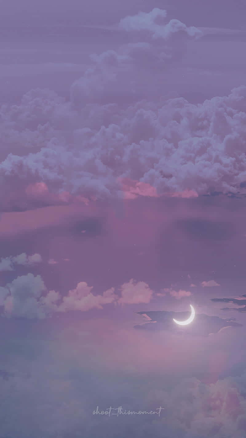 twilight sky, soft purples and pinks, glowing crescent moon, HD Phone Wallpaper