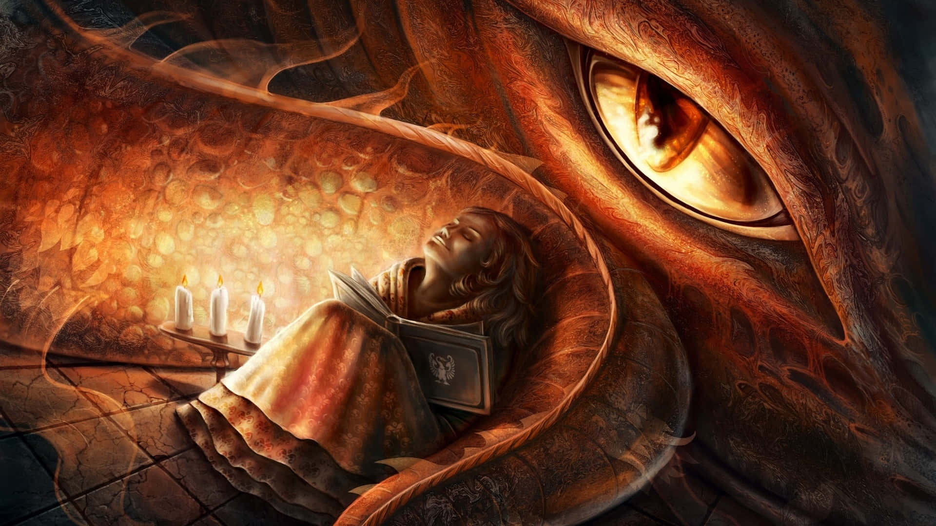 Dream Aesthetic, dragon, curled scales, Full HD Desktop Wallpaper