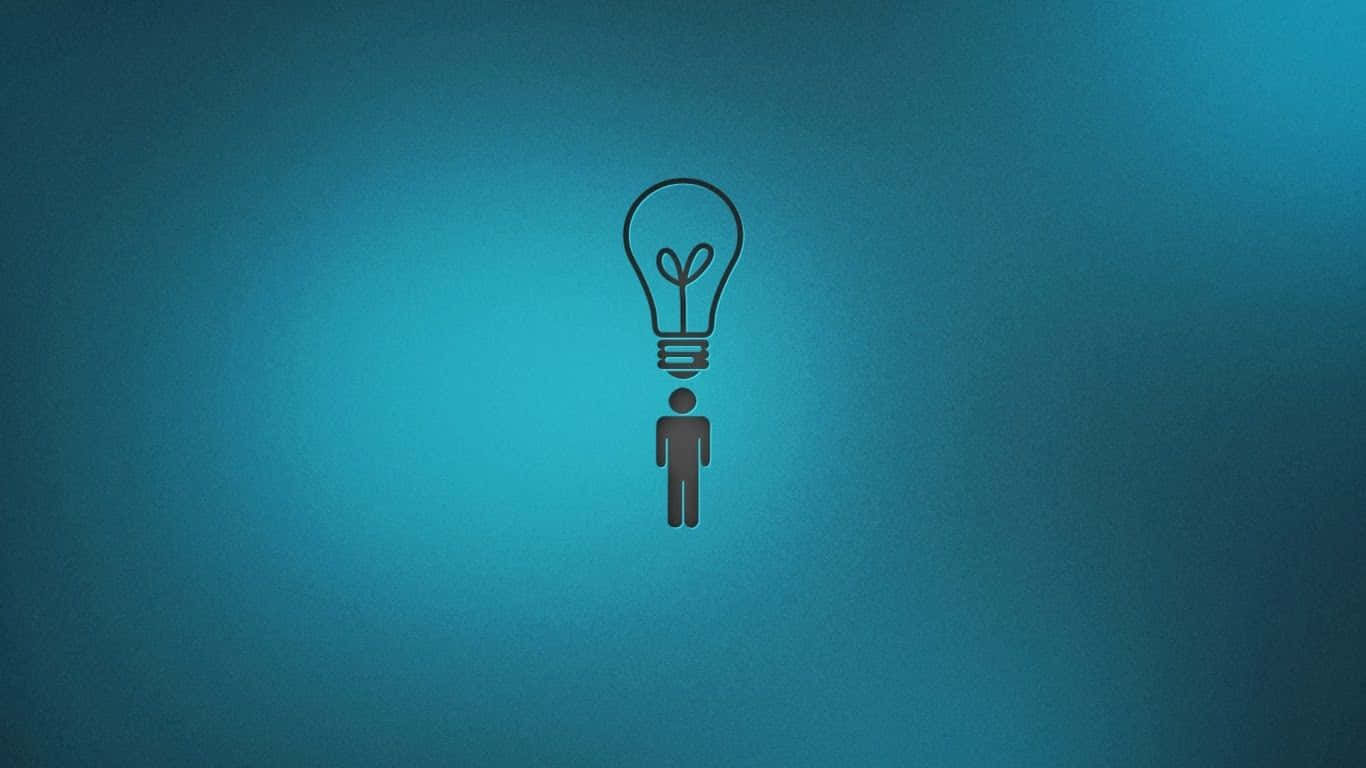lightbulb, teal background, minimalist icon, HD Desktop Wallpaper