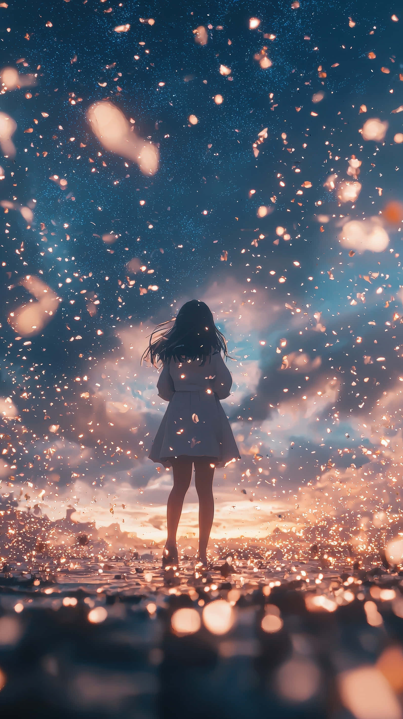 girl, white coat, wet shore, 2K Phone Wallpaper
