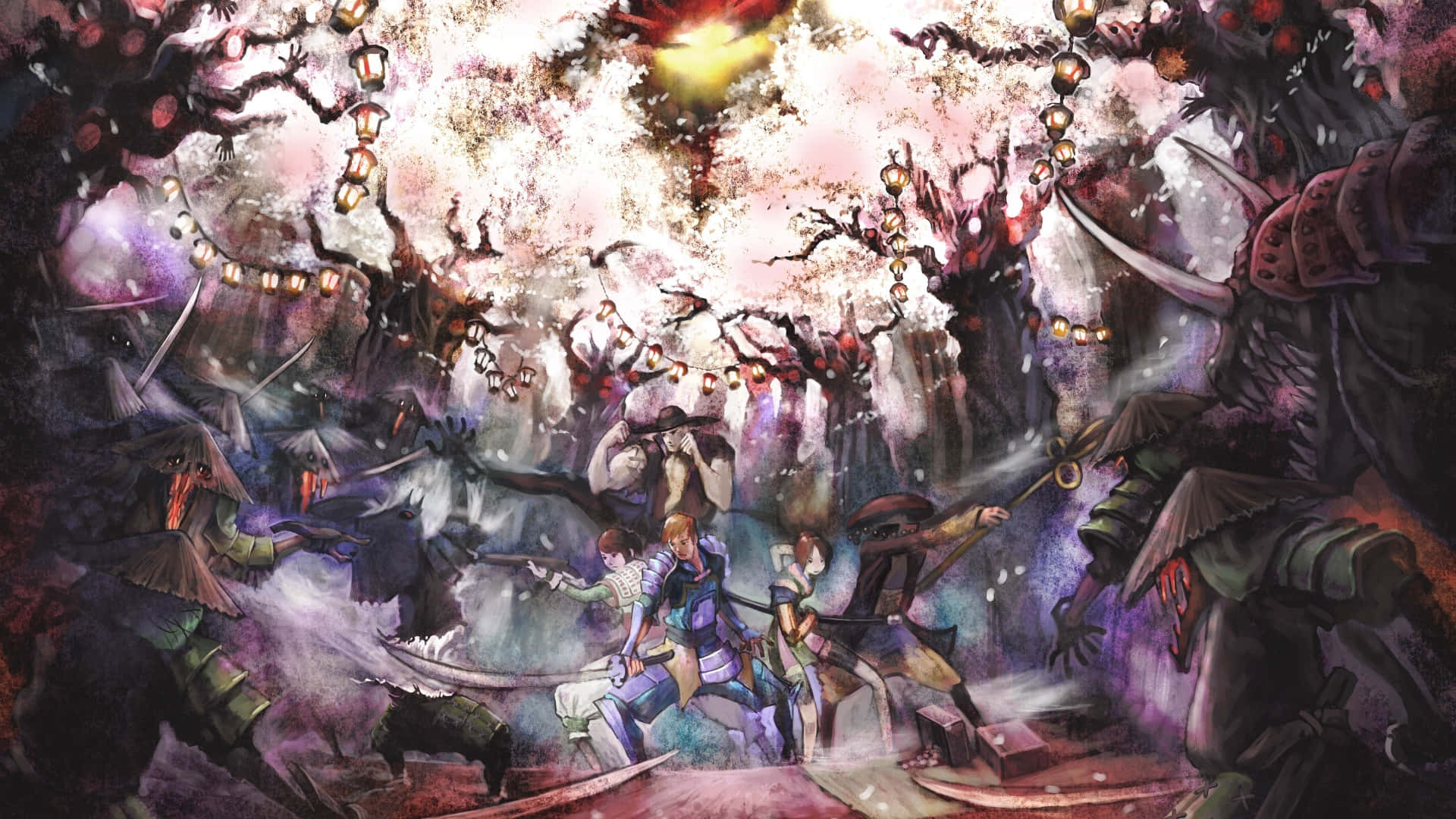 Dream Art, samurai warriors, monstrous yokai, Full HD Desktop Wallpaper