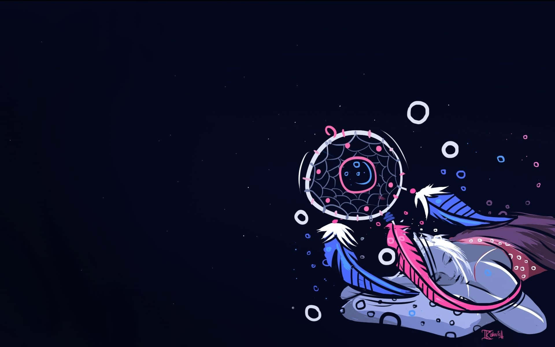 Tumblr laptop, dreamcatcher, pink feathers, Full HD Desktop Wallpaper