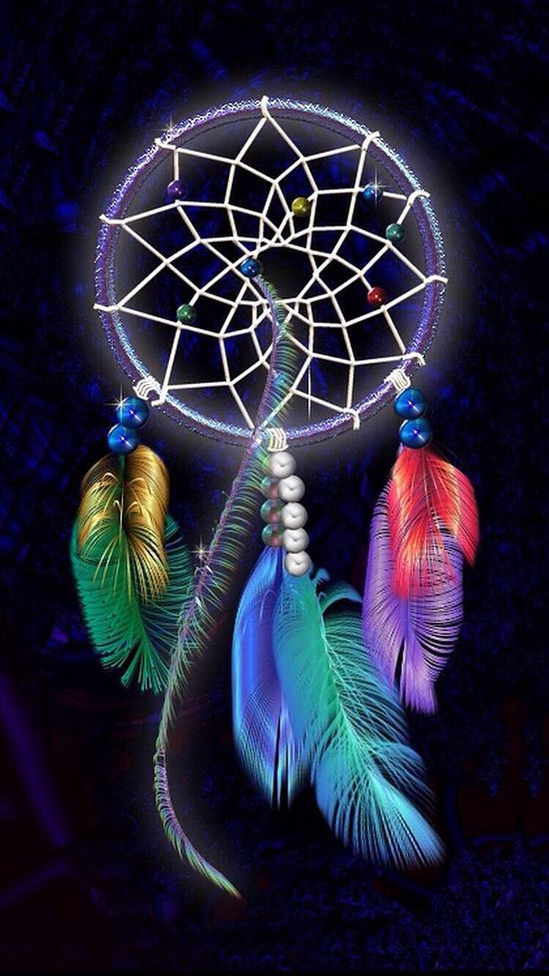 Dream Catcher, rainbow feathers, beads, Full HD Phone Wallpaper