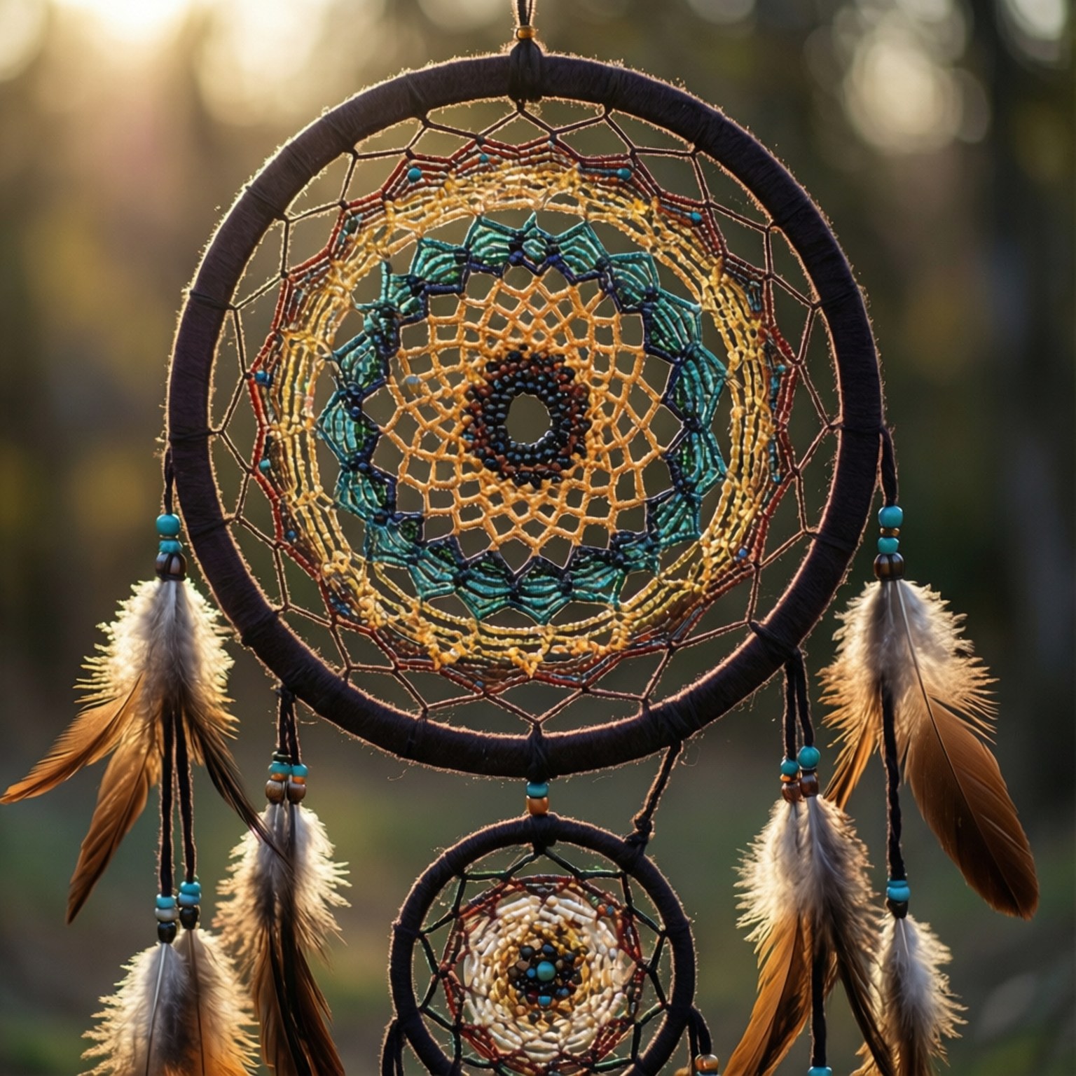 intricate beaded dream catcher, turquoise, gold, HD Desktop Wallpaper