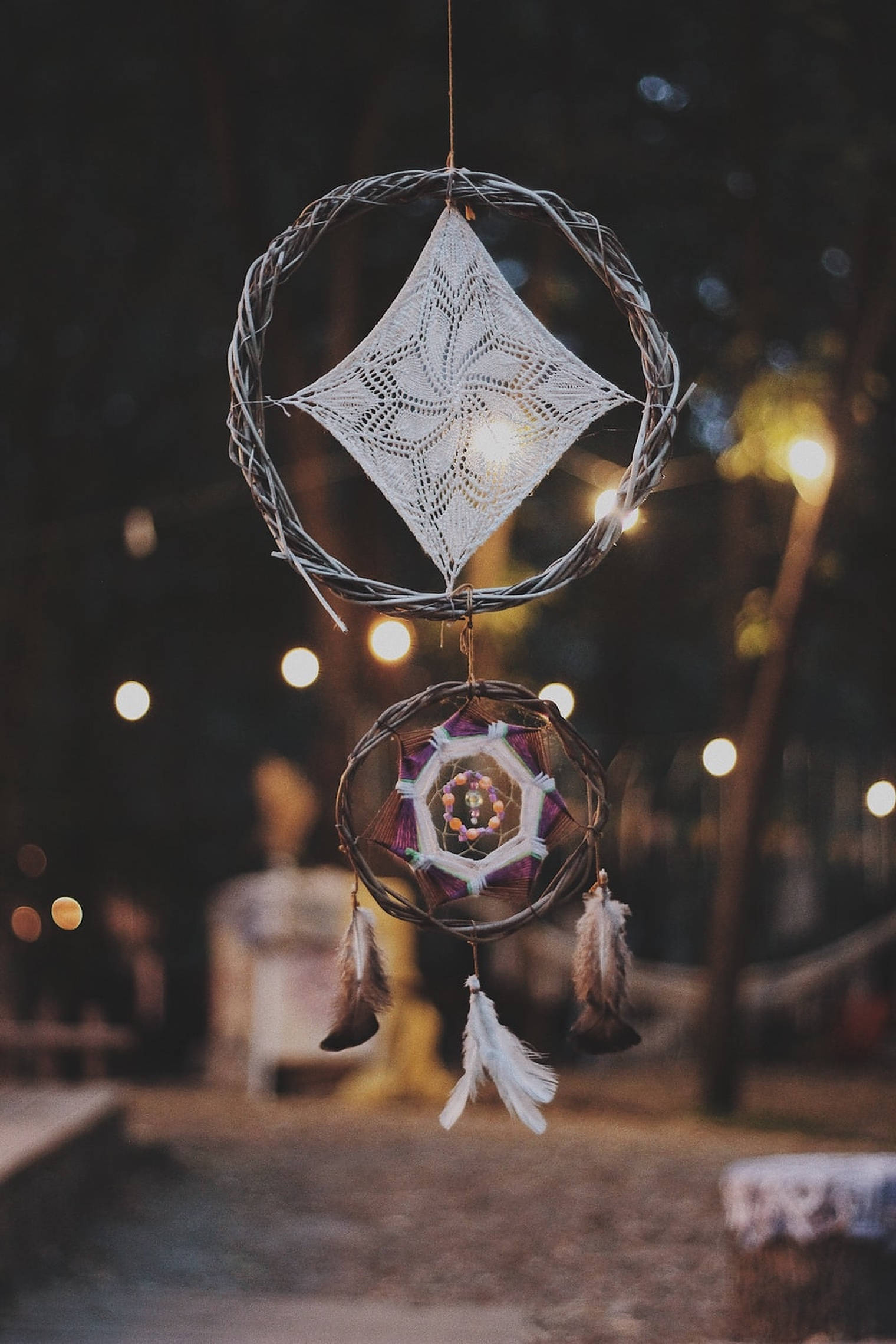 Dream Catcher, white lace, feathers, Full HD Phone Wallpaper