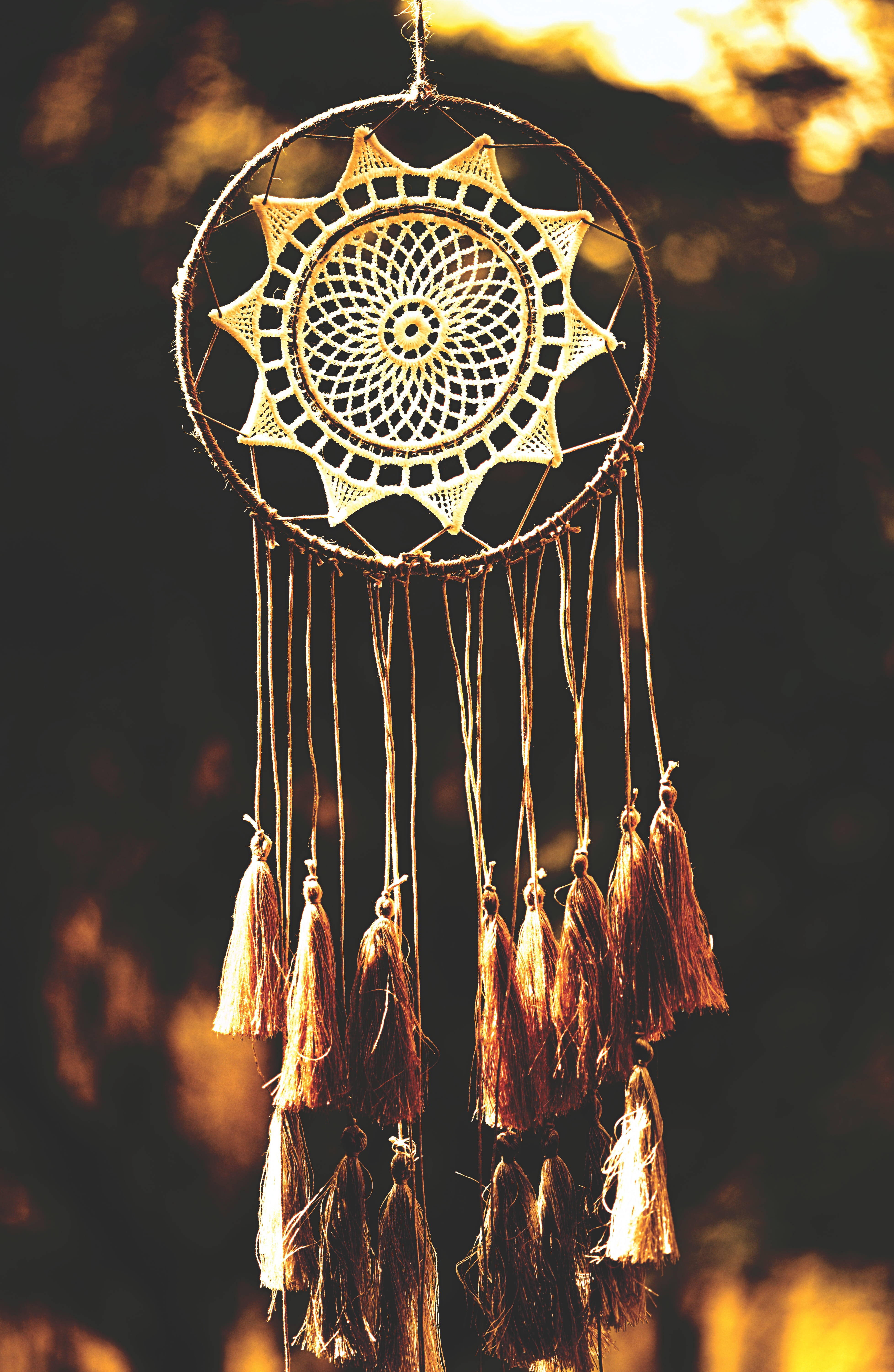 Dream Catcher, gold jewellery, intricate lacework, 5K Phone Wallpaper