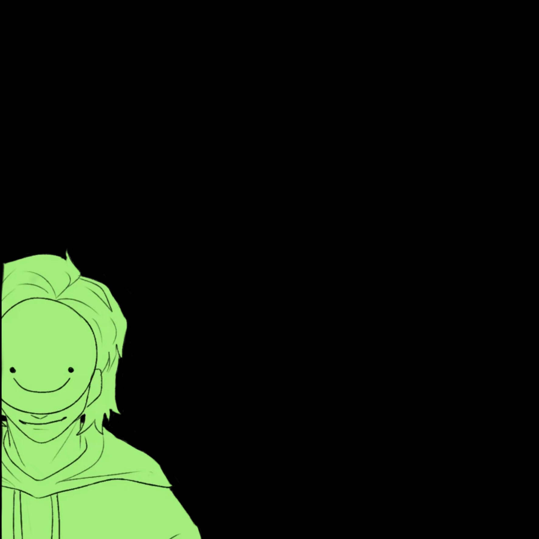 Pure Green Dream Minecraft, minimalist green cartoon character, simple smile, HD Desktop Wallpaper