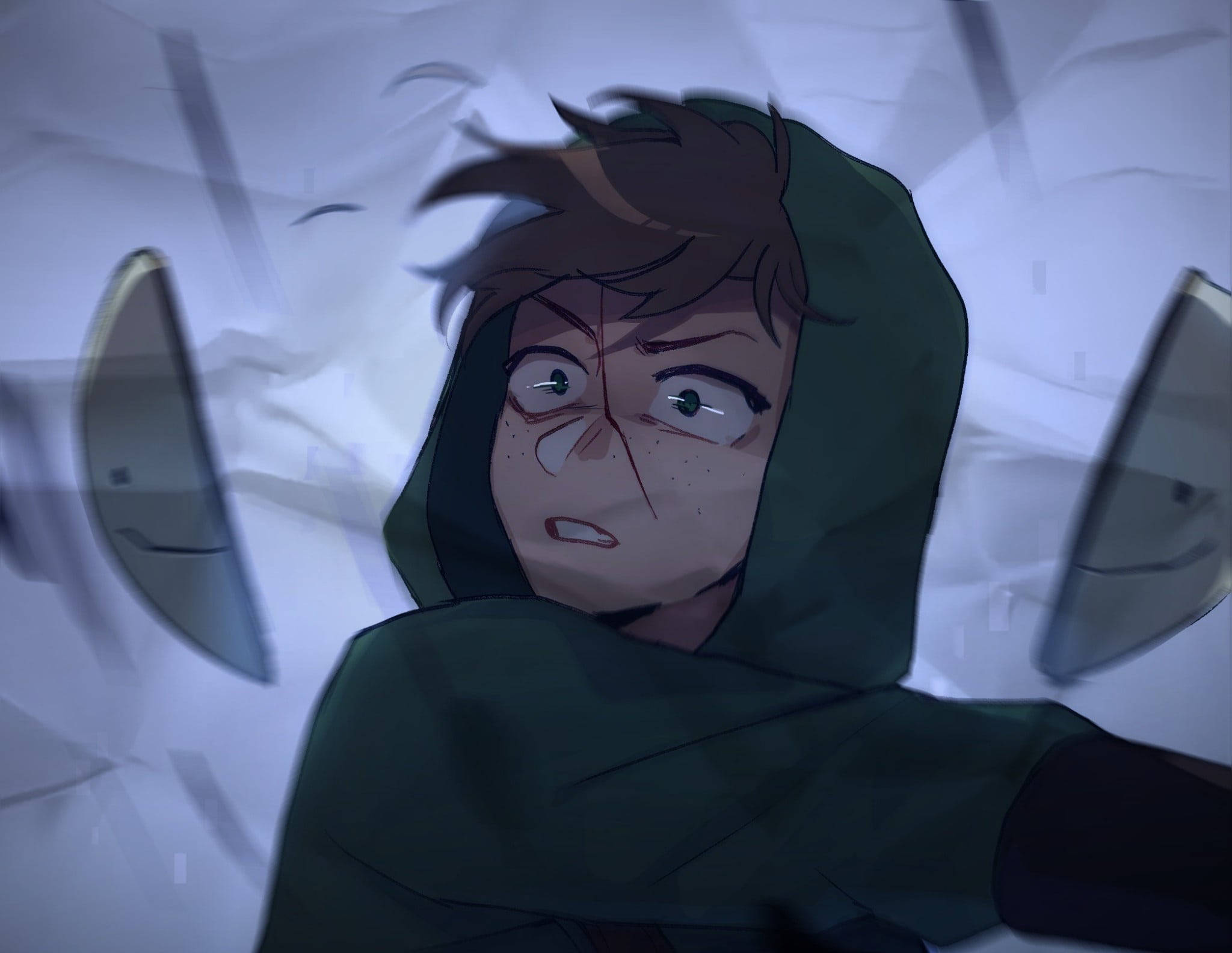 Dream Minecraft, anime boy, green hooded cloak, Full HD Desktop Wallpaper