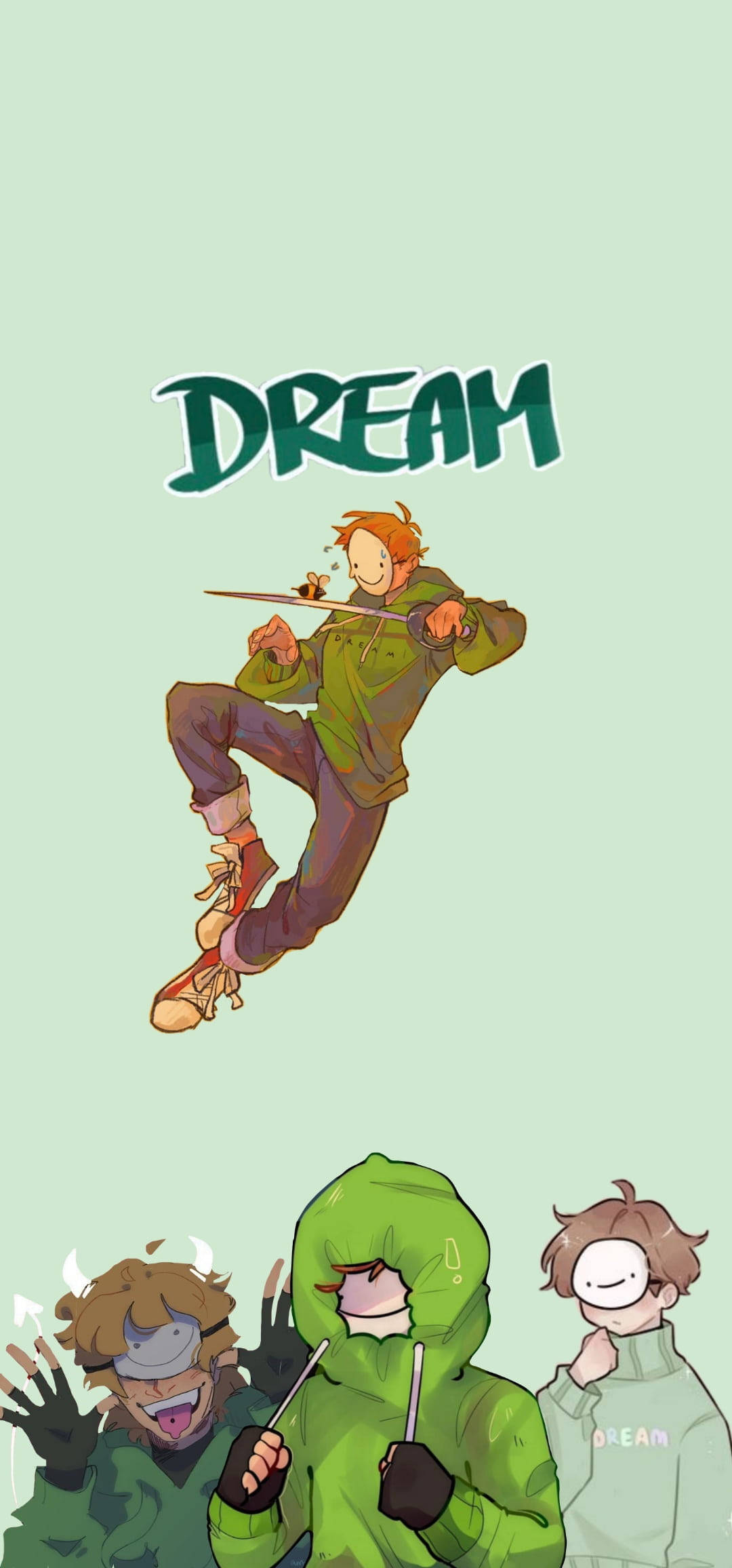 Dream, Minecraft, anime-style illustration, Full HD Phone Wallpaper