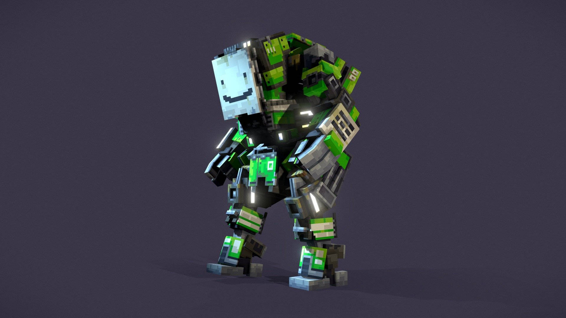 Minecraft Dream, 3D Robot Model, blocky, Full HD Desktop Wallpaper