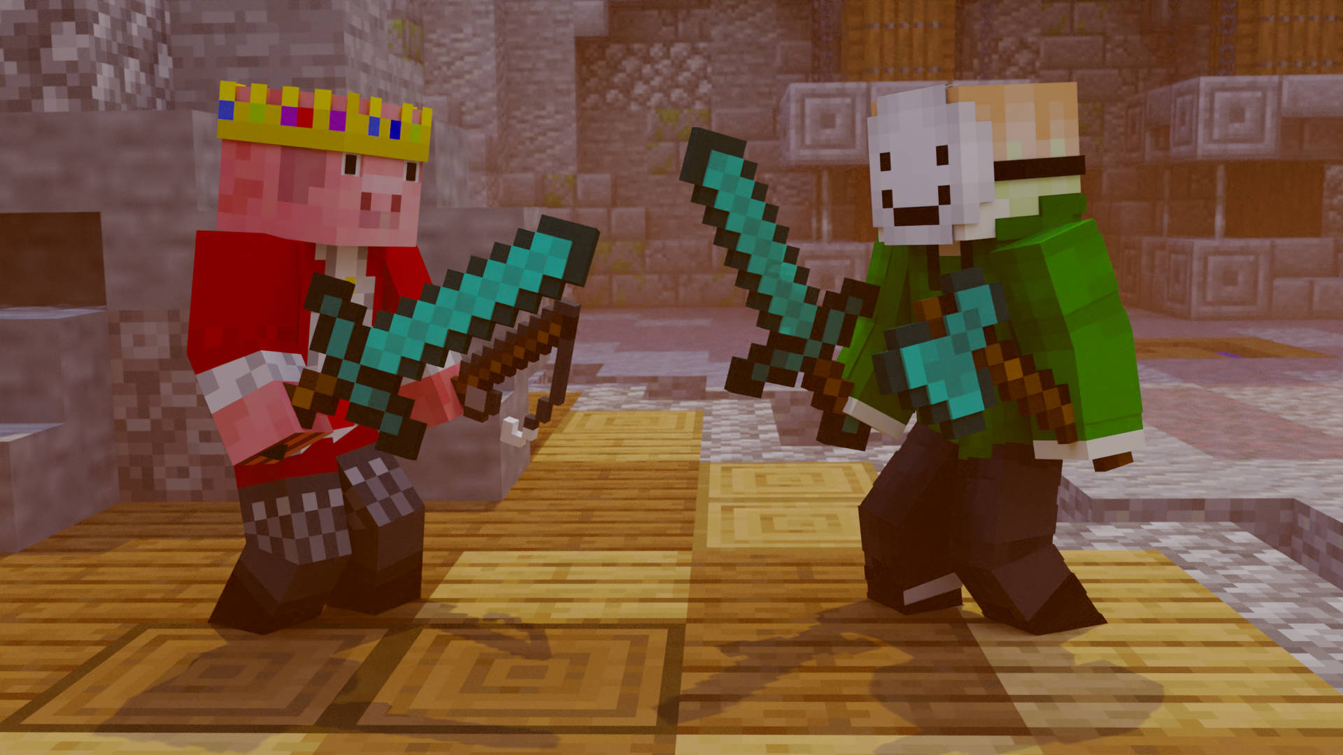 Minecraft, Dream, diamond swords, Full HD Desktop Wallpaper