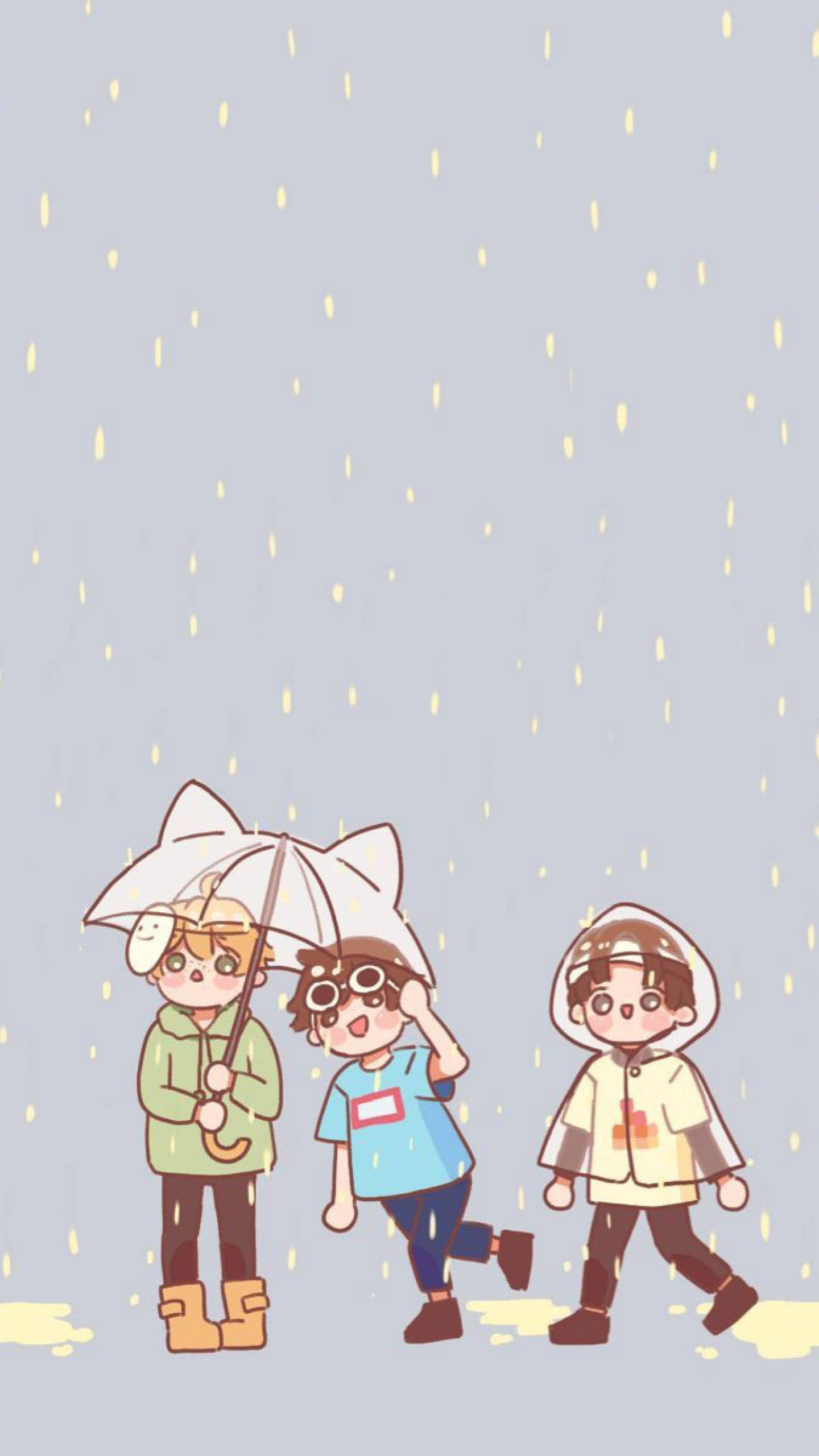 Dream SMP, kawaii art, anime-style kids, 2K Phone Wallpaper