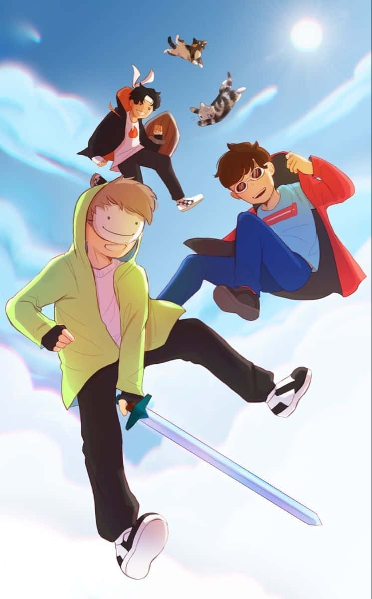 The Dream Team, anime boys, cats, SD Phone Wallpaper